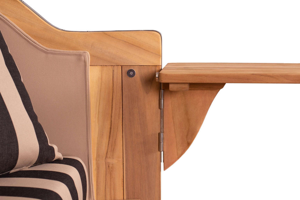 STRANDKORB Baltikum Teak 2,5 Sitzer - Braun/Grau, Holz/Metall (142/170/95cm) - Mr. Deko