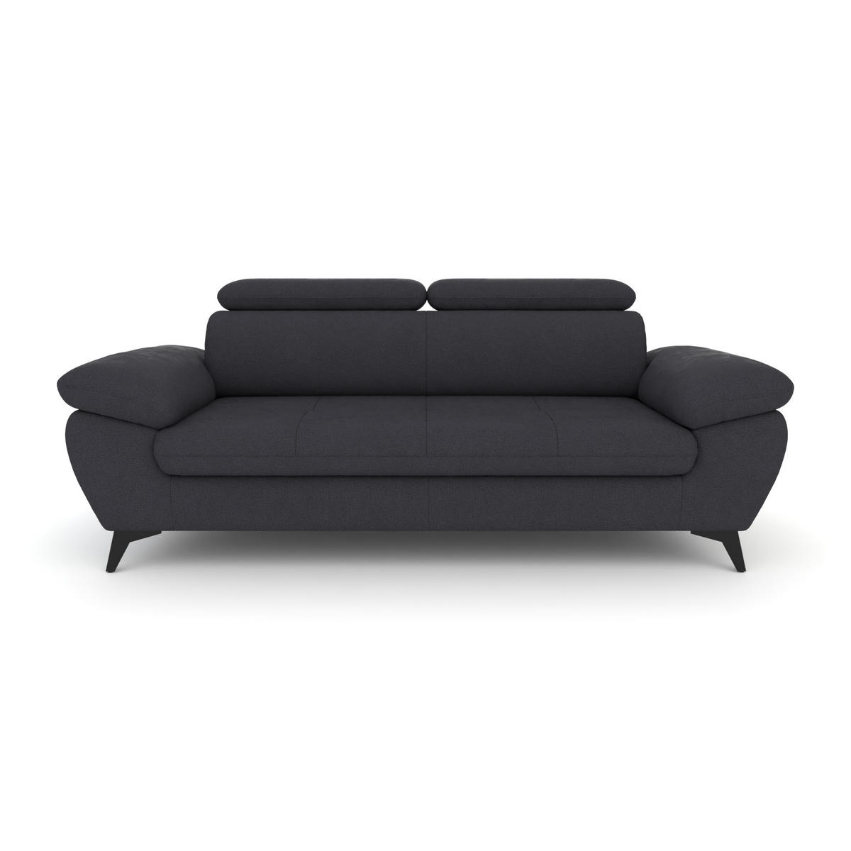 3-SITZER Karlstad Flachgewebe Blau verstell. Kopfstützen B 215 cm - Dunkelblau, Kunststoff/Textil (215/84/100cm) - foamnova