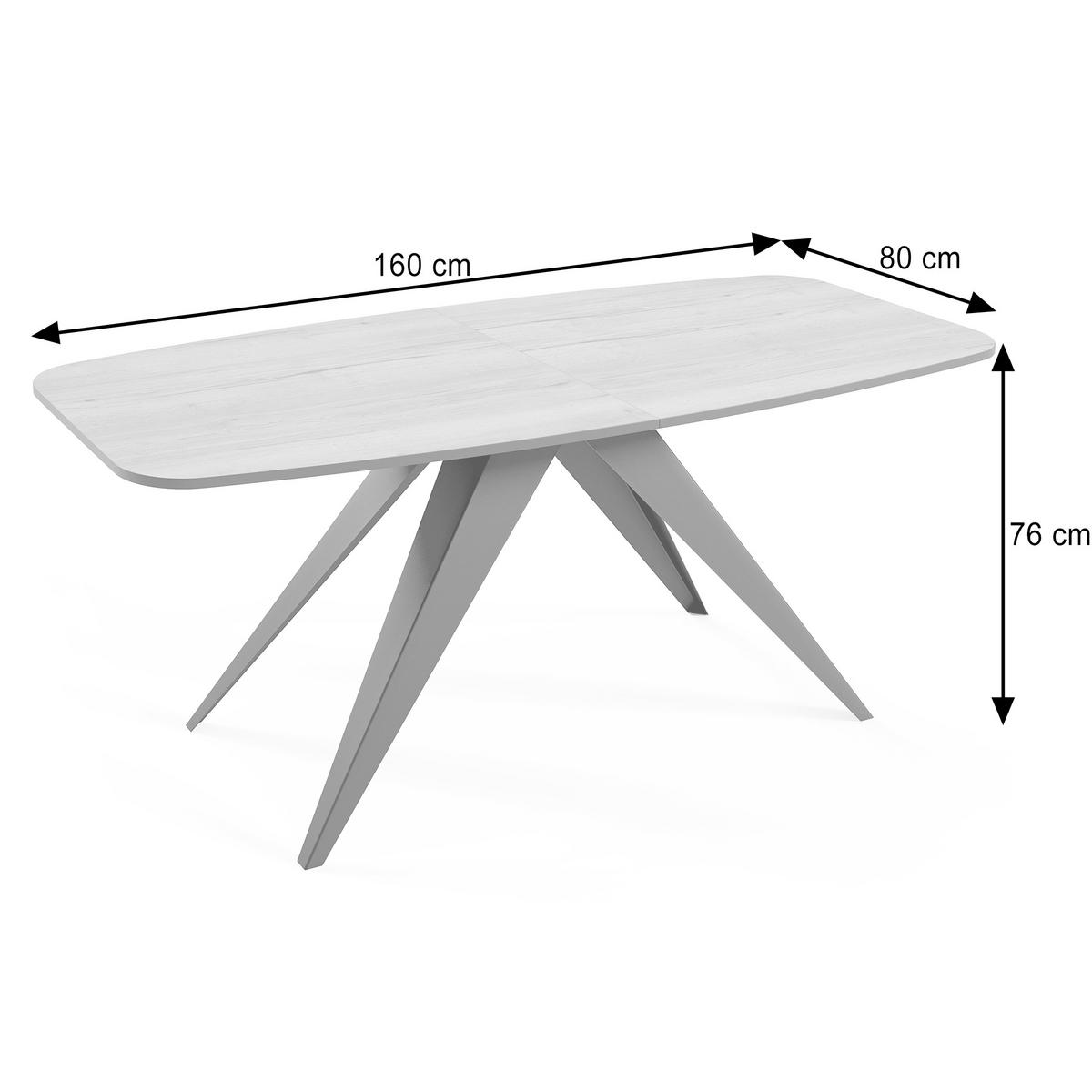 ESSTISCH Ferini, Ovaler Tisch mit Ausziehfunktion, 160-200x80 cm, Schwarz+Black Pietra Grigia - Schwarz, Metall (160/80/76cm) - Beautysofa