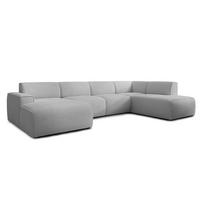 WOHNLANDSCHAFT Didim Hellgrau 378/220/78 cm – großes Sofa stilvoll & bequem R - Hellgrau/Schwarz, Kunststoff/Textil (378/78/220cm) - AX Living