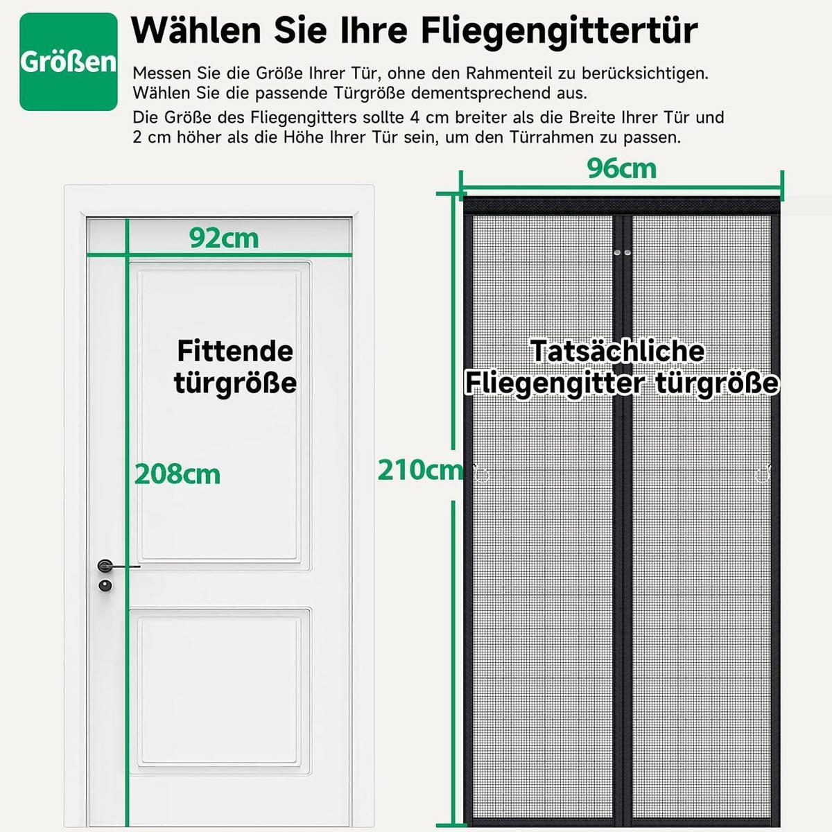 FLIEGENGITTER Balkontür 96 x 210 cm mit durchgehendem Magnetverschluss - Schwarz, Textil (96/210/1cm)