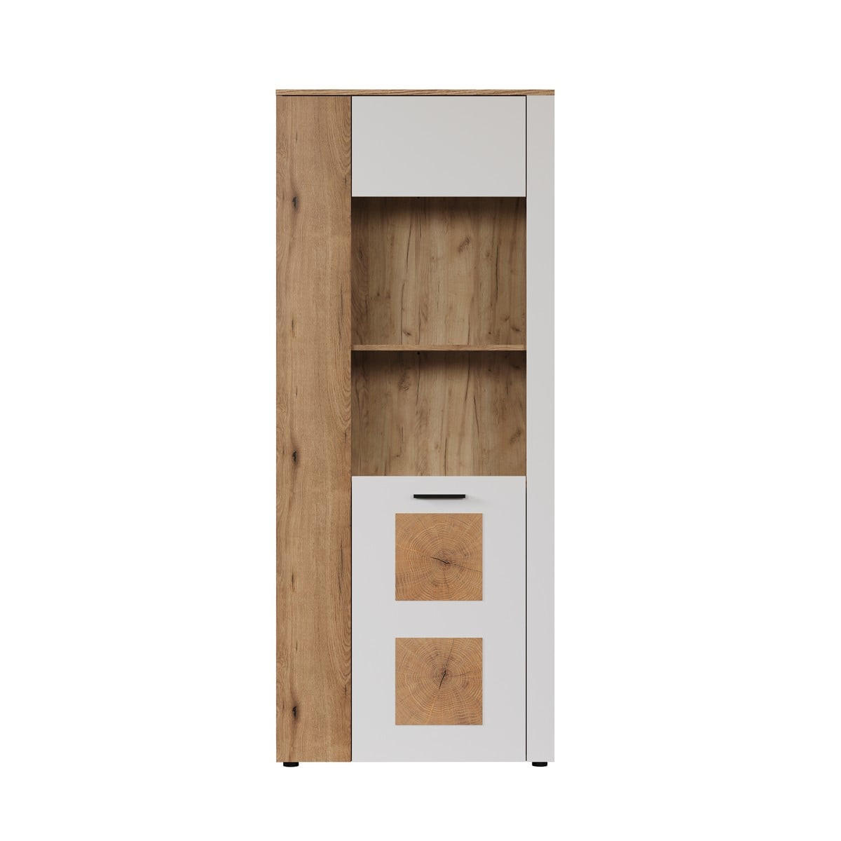 VITRINE mit 2 türen, davon 1 mit gehärtetem glas - vitoria 80/42/195 cm - Weiß, Holzwerkstoff (80/195/42cm) - Trendteam