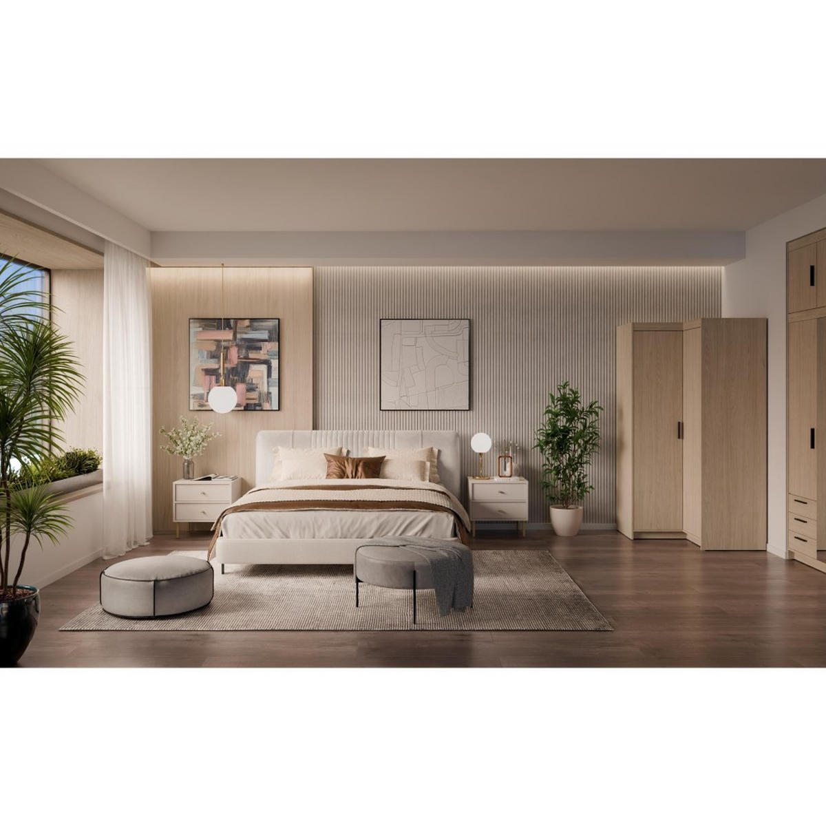 ECKSCHRANK Elena mit 2 Türen, 95x95 cm, Eiche Geölt - Hellbraun/Eichefarben, Holzwerkstoff (95/190.5/95cm) - Beautysofa