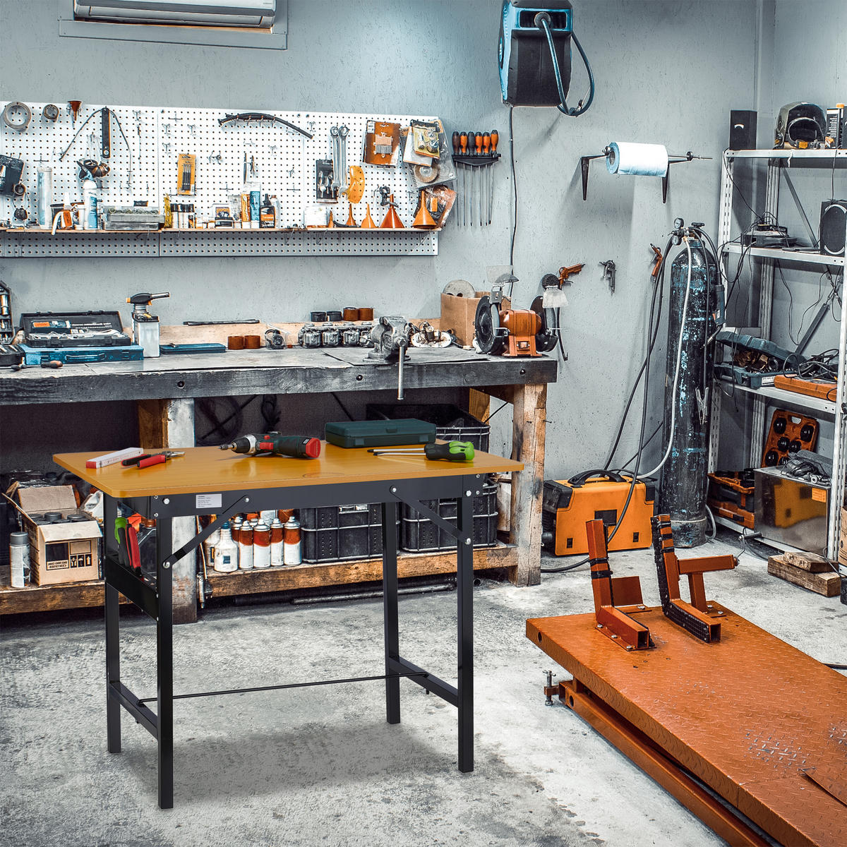 KLAPPWERKBANK - Multicolor, Holzwerkstoff/Metall (100/76/60cm) - Relaxdays