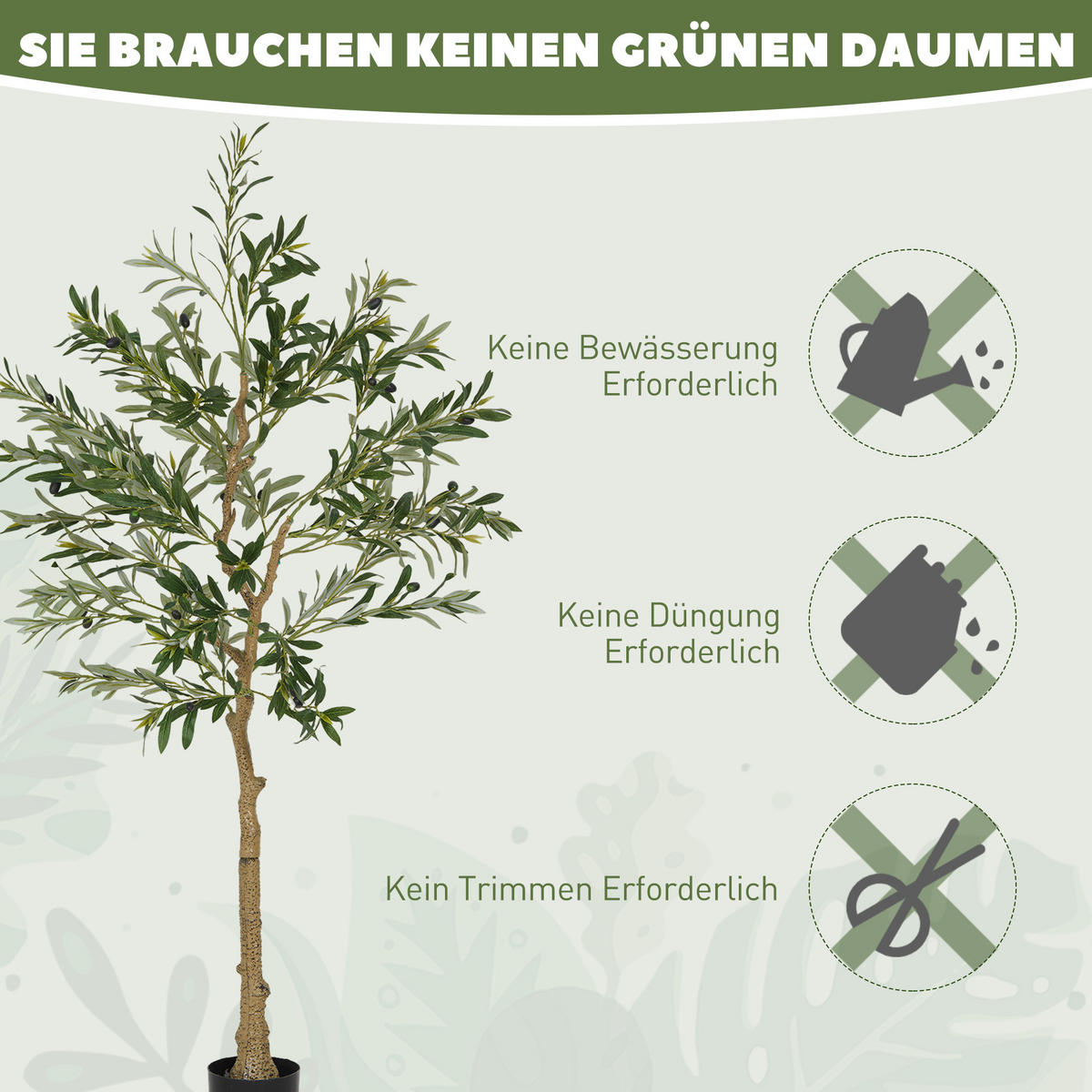 KUNSTPFLANZE DE-08637 150 cm mit 720 Blättern Grün - Grün, Kunststoff (150cm) - ComfortXL