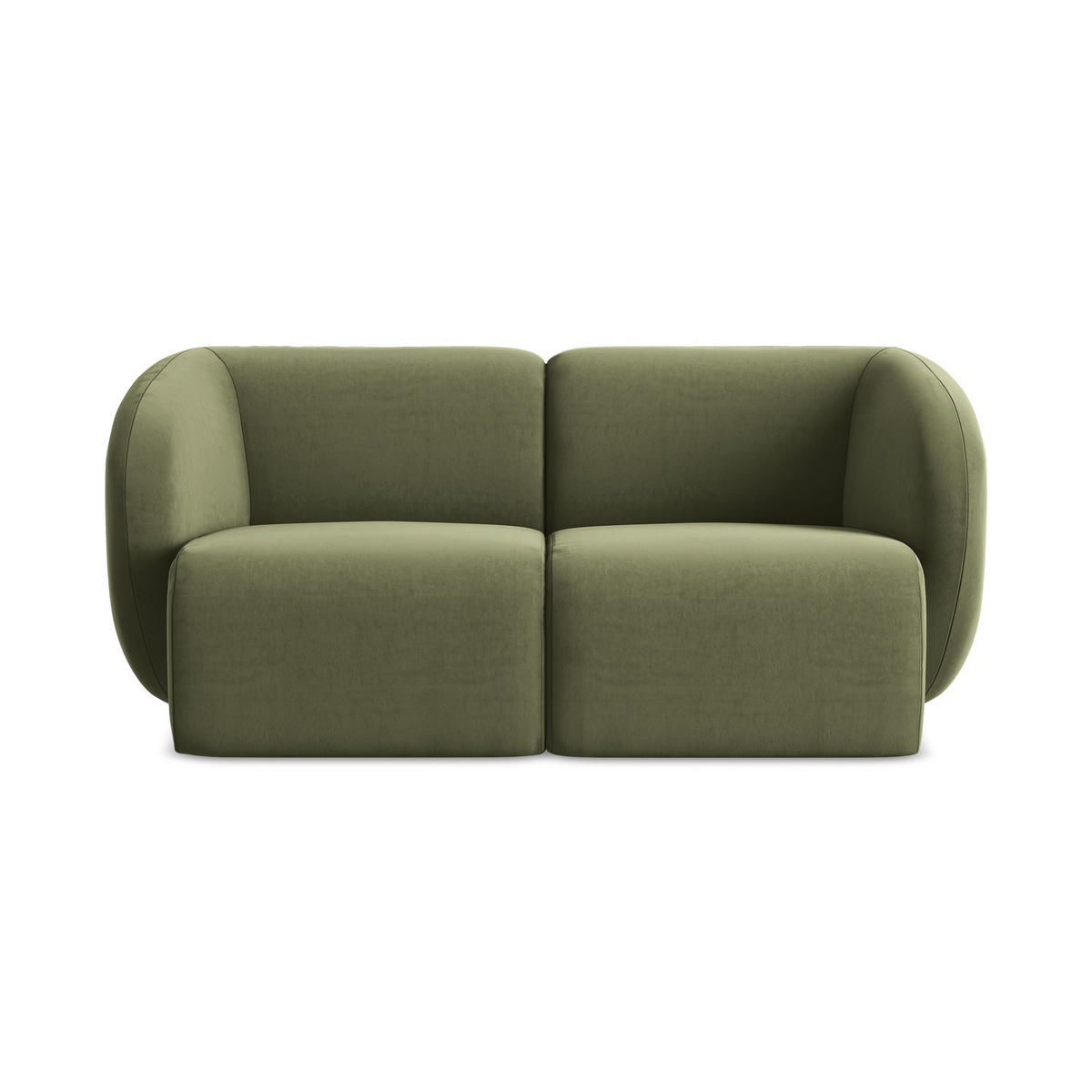 2-SITZER-SOFA Samt Stoff Grün - Schwarz/Olivgrün, Holzwerkstoff/Kunststoff (174/75/94cm) - LaMiaSofa