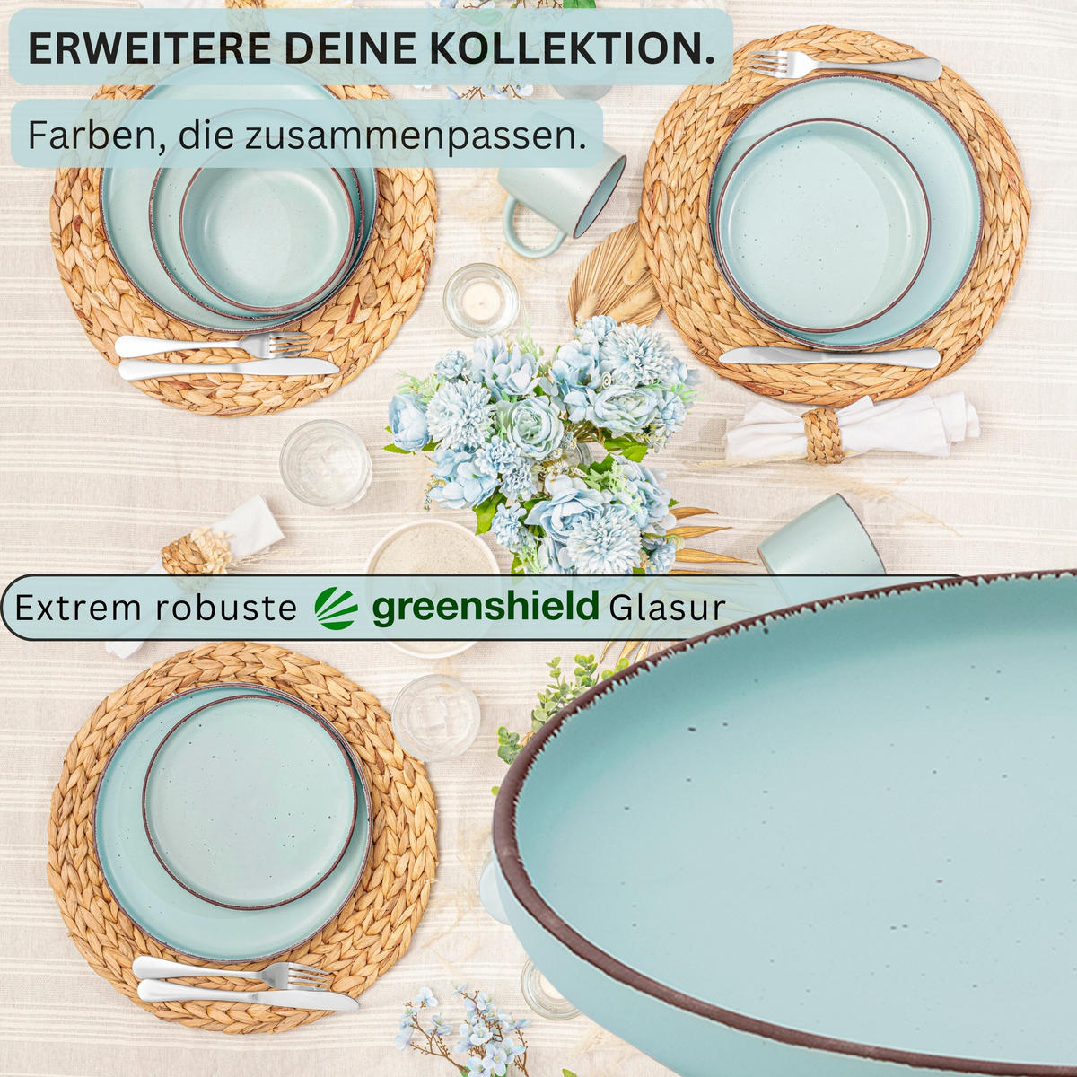 DESSERTTELLER BOMBAY BREEZE - 4 teilig aus Steingut - Hellblau, Stein (20.5cm) - Sänger