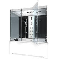 BADEWANNE Dusche K80-SW-EH-C-SC-EA Duschkabine - Schwarz, Glas/Kunststoff (180/100/228cm) - AcquaVapore by Sandra Jentho