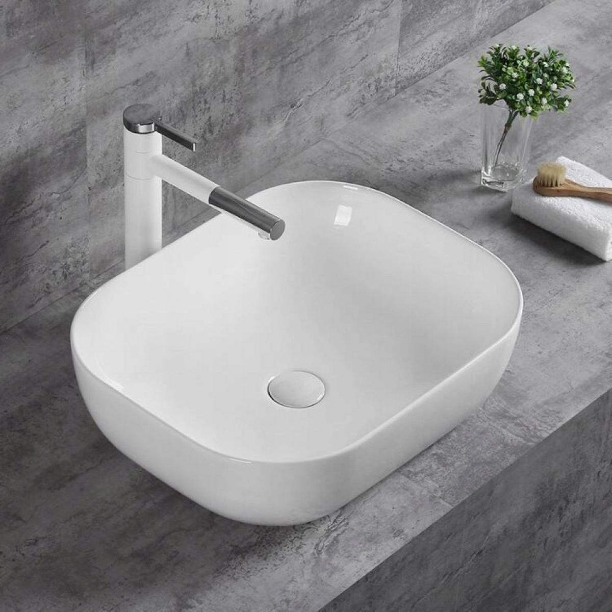 WASCHBECKEN, weiß 46/33/14 cm - Weiß, Keramik (46/14/33cm) - Rebiko