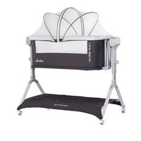 BEISTELLBETT Electra dunkelgrau 113 x 72 cm, Schaukelfunktion, 5-fach verstellbar, Moskitonetz, Korb - Schwarz, Metall (52/83cm) - Chipolino