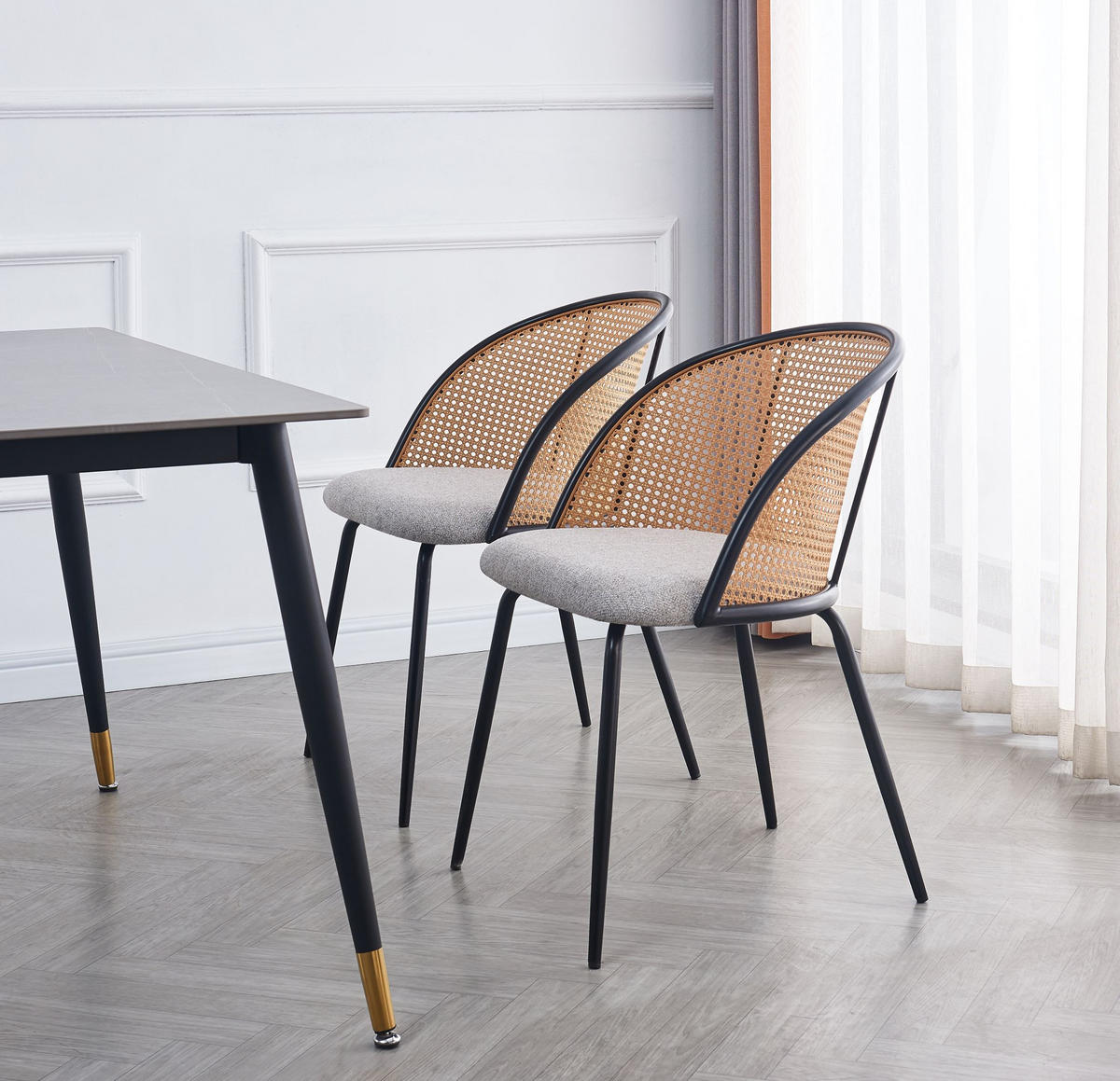 STUHL 2er-Set Kunstleder Grau - Grau, Textil (53/77/55cm) - Nordlys