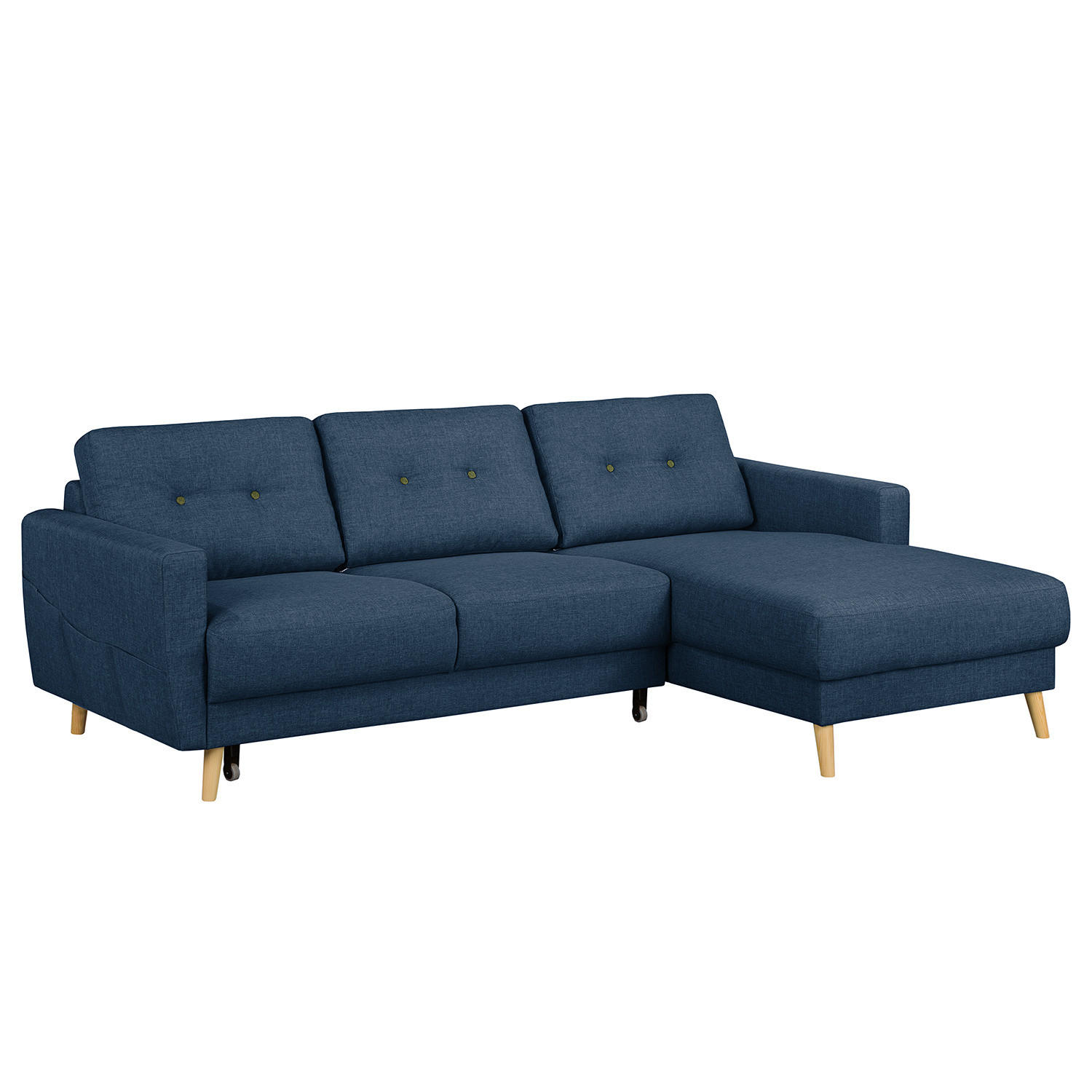 ECKSOFA mit Longchair - Hellbraun/Blau, Textil (233/148cm) - home24