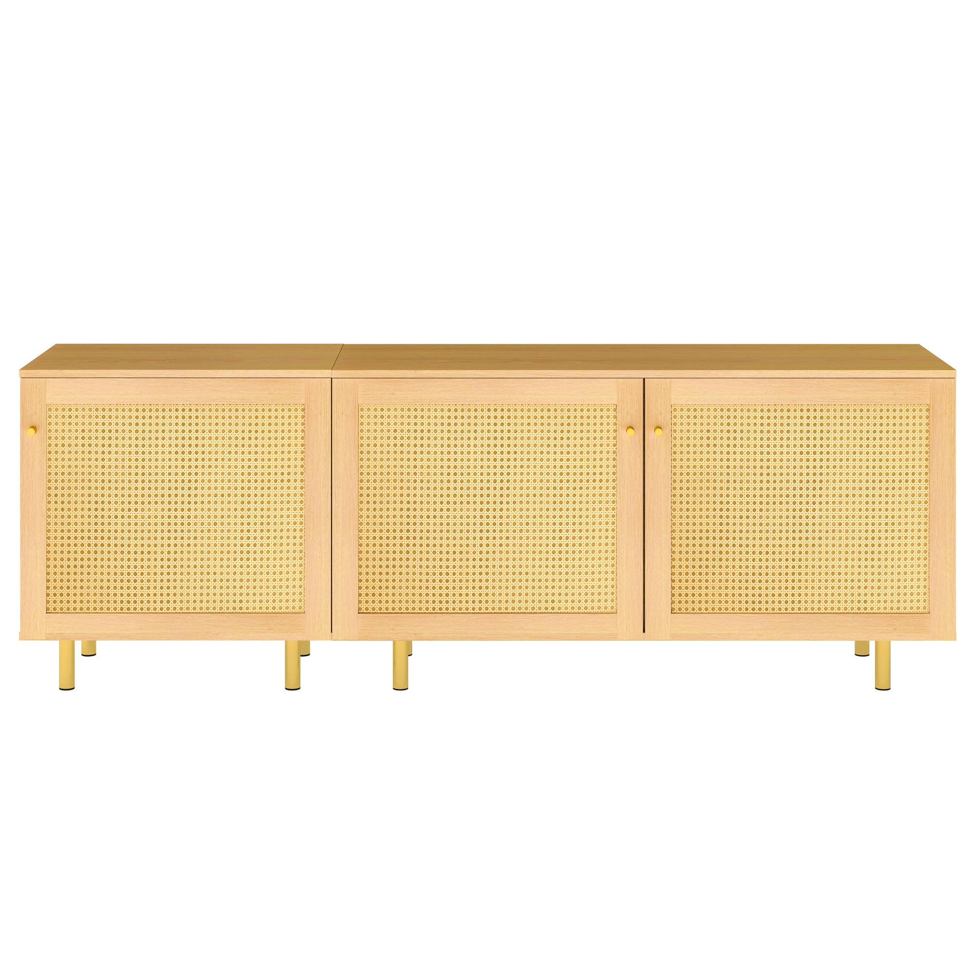 SIDEBOARD z MDF, 180/40/63 cm, přírodní, modulární se 3 dvířky - přírodní, kompozitní dřevo (180/63/40cm) - Modenvie