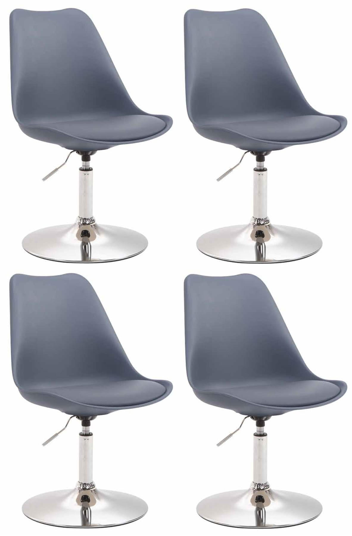 DREHSTUHL 4er Set Kunststoff grau - Chromfarben/Grau, Kunststoff/Metall (48/76/57cm) - CLP