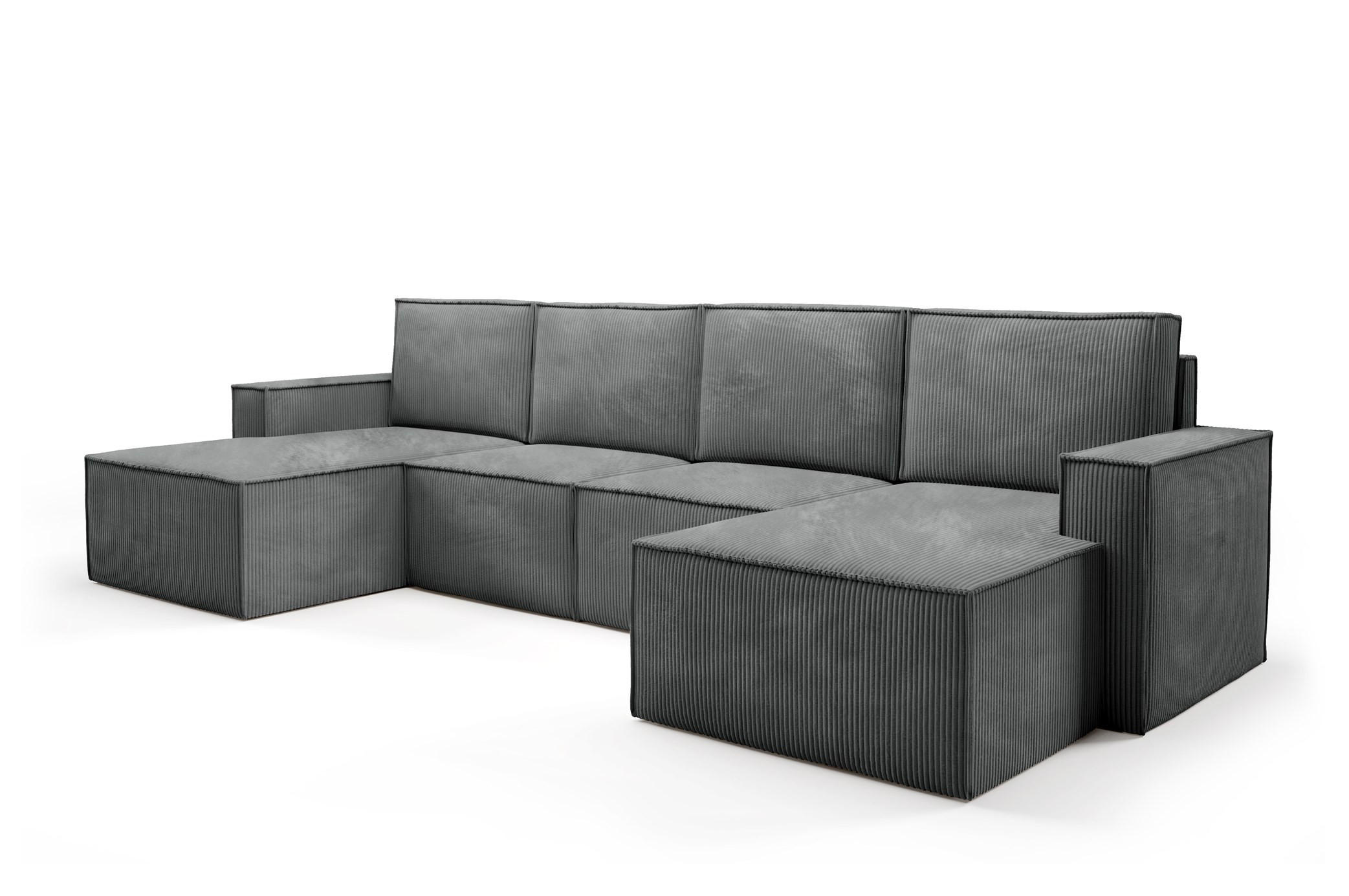 WOHNLANDSHAFT Orto Dunkelgrau - Dunkelgrau, Holzwerkstoff/Textil (320/93/142cm) - Bettso