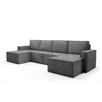 WOHNLANDSHAFT Orto Dunkelgrau - Dunkelgrau, Holzwerkstoff/Textil (320/93/142cm) - Bettso