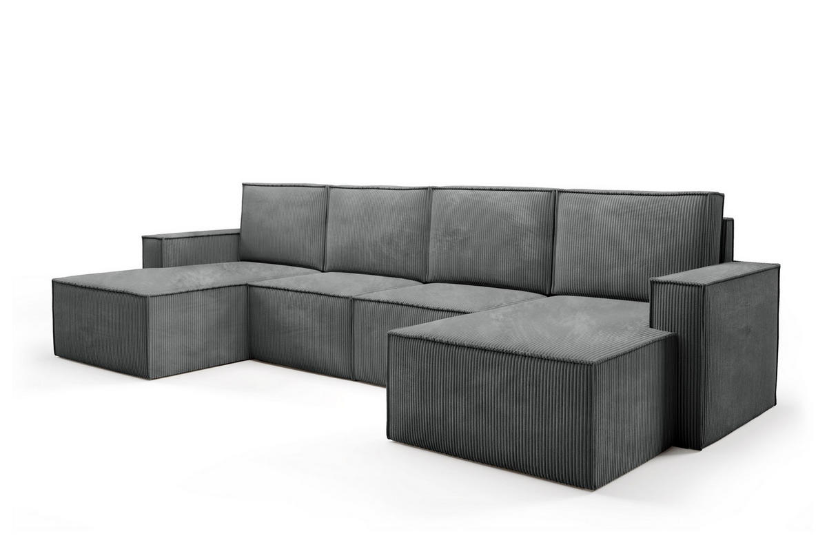 WOHNLANDSHAFT Orto Dunkelgrau - Dunkelgrau, Holzwerkstoff/Textil (320/93/142cm) - Bettso