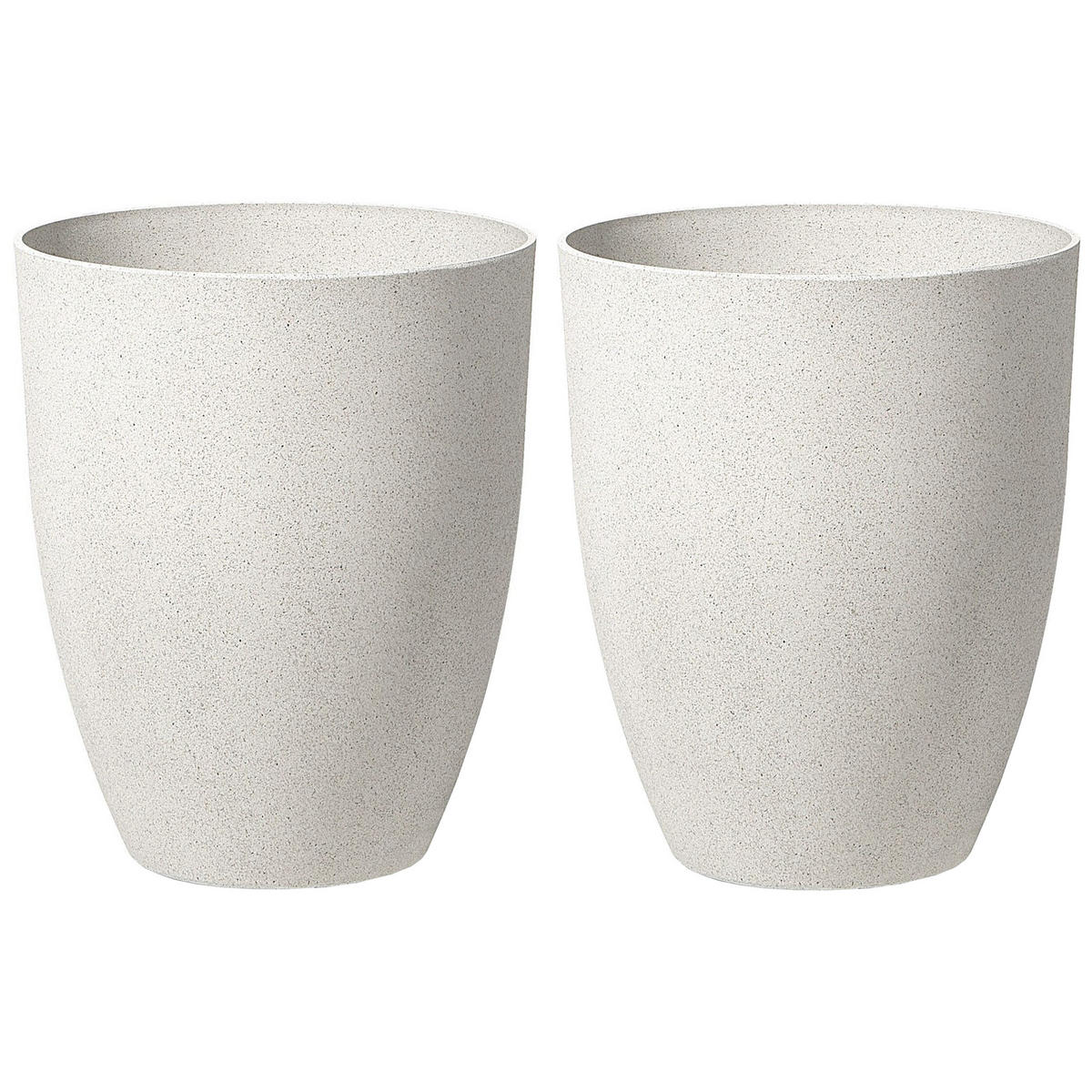 BLUMENTOPF 2er-Set cremeweiß rund 43/43/52 cm Croton - Weiß, Stein (52cm) - Beliani
