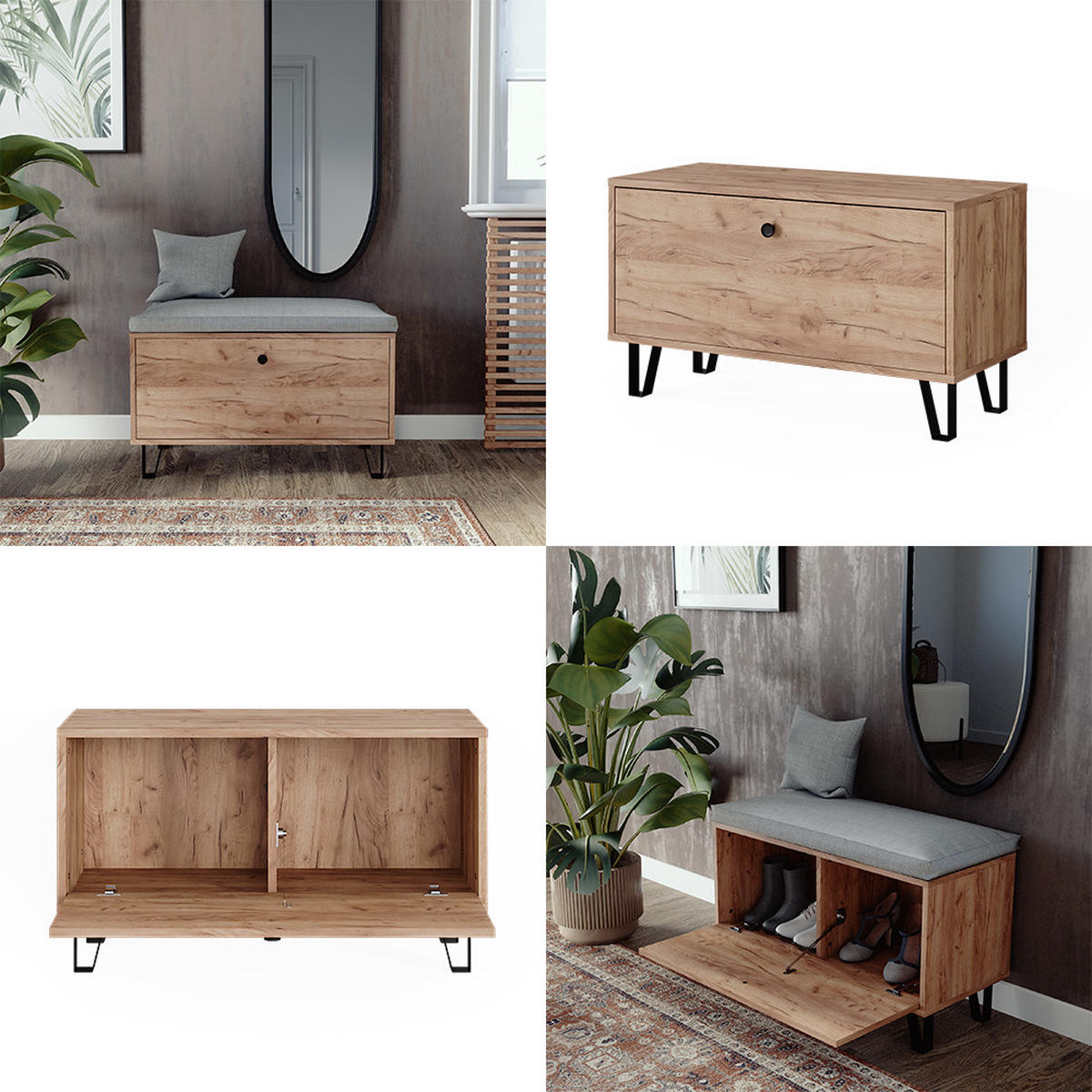 SITZBANK Siri Goldkraft Eiche 80 x 46 cm - Eiche Wotan, Holzwerkstoff (80/46/35.1cm) - Vicco