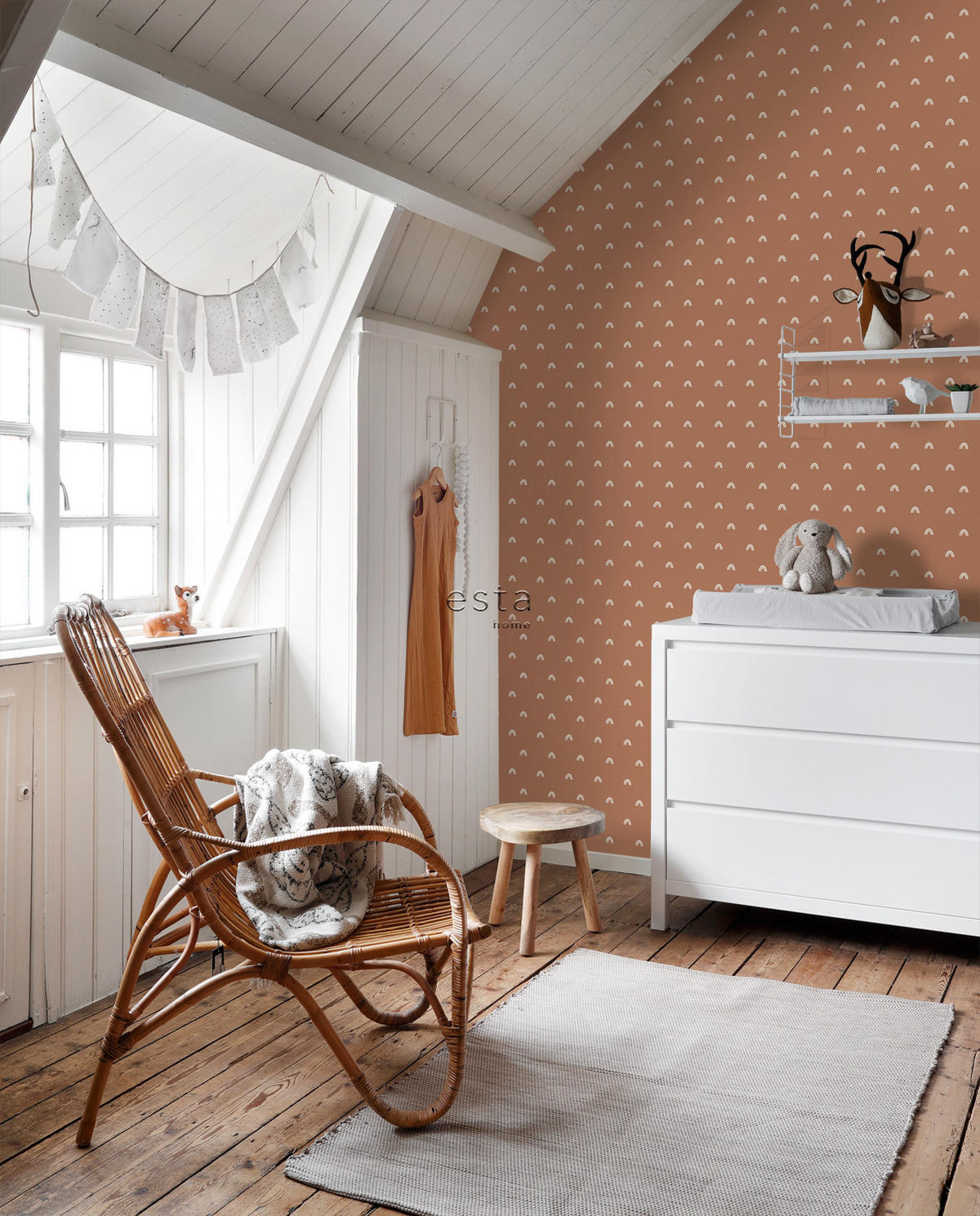 TAPETE Regenbogen 50 x 900 cm - Terracotta, Papier (50/0.1cm) - ESTAhome