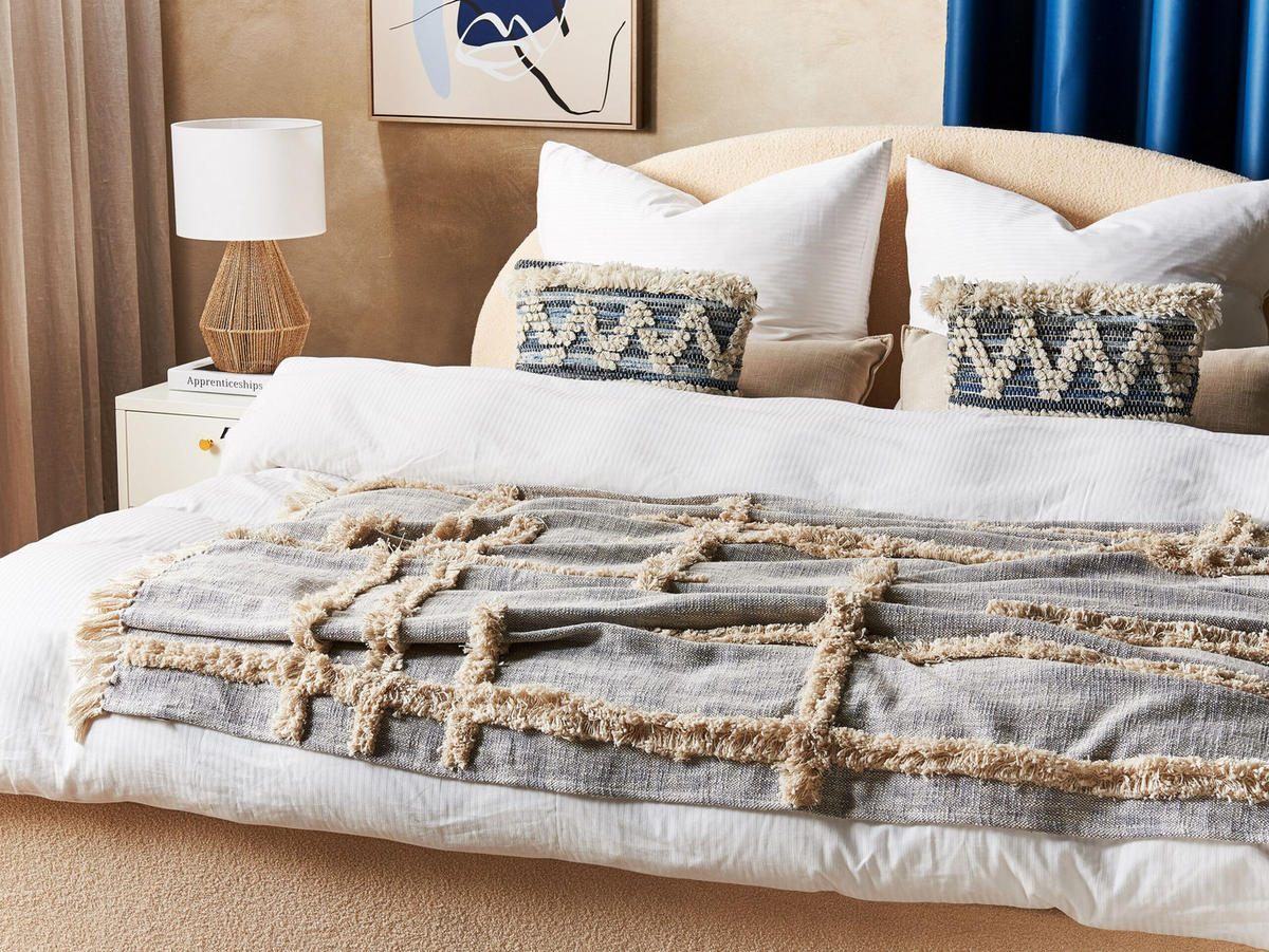 DECKE Beige Hospet 130/180 cm - Beige, Naturmaterialen/Textil (130/180cm) - Beliani