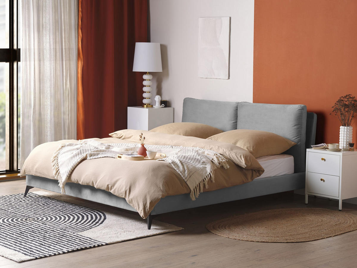 POLSTERBETT 180/200cm Grau Melle - Grau, Textil (180/200cm) - Beliani
