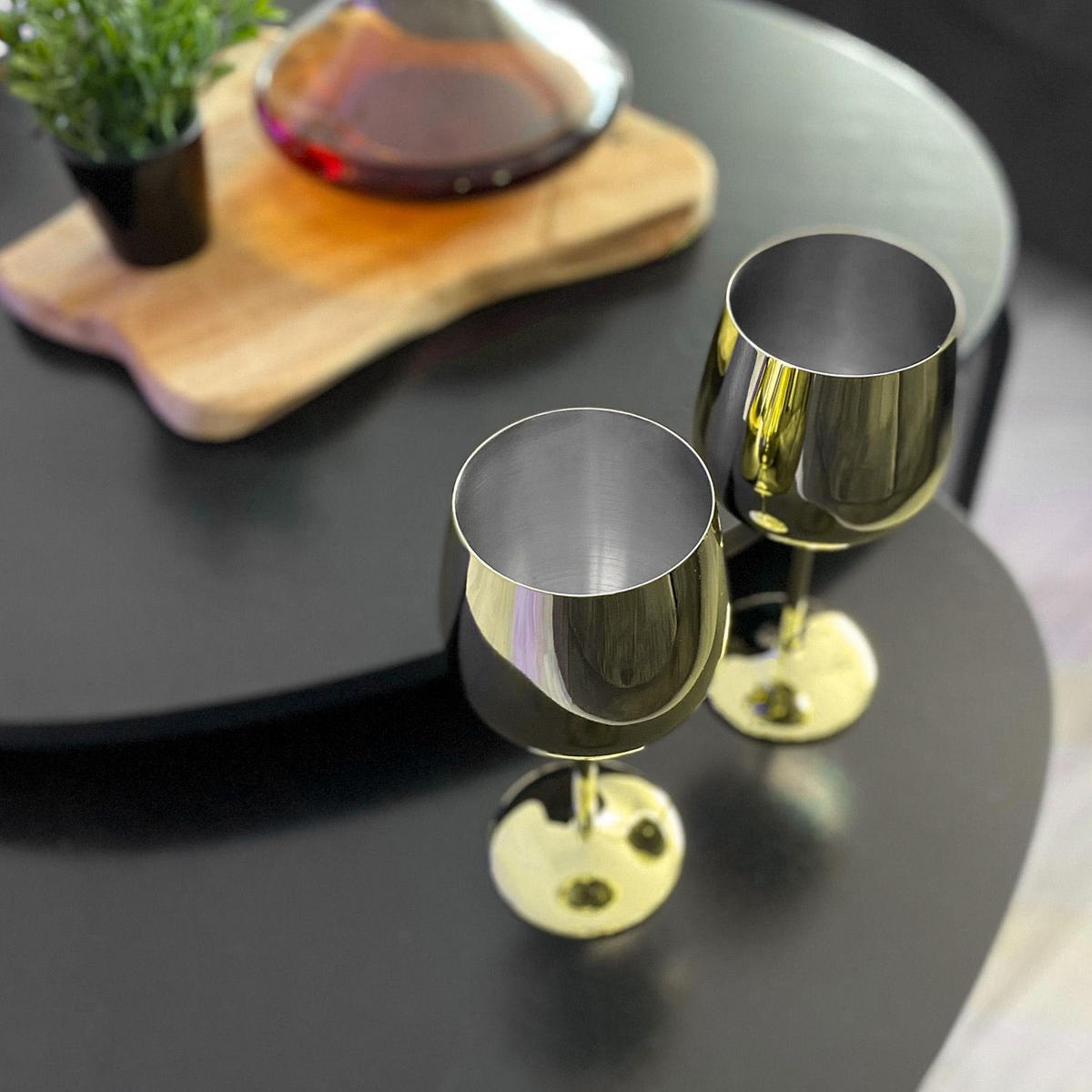 WEINGLAS-SET Edelstahl 400 ml (2er-Set) - Goldfarben, Metall (0.4L) - Intirilife