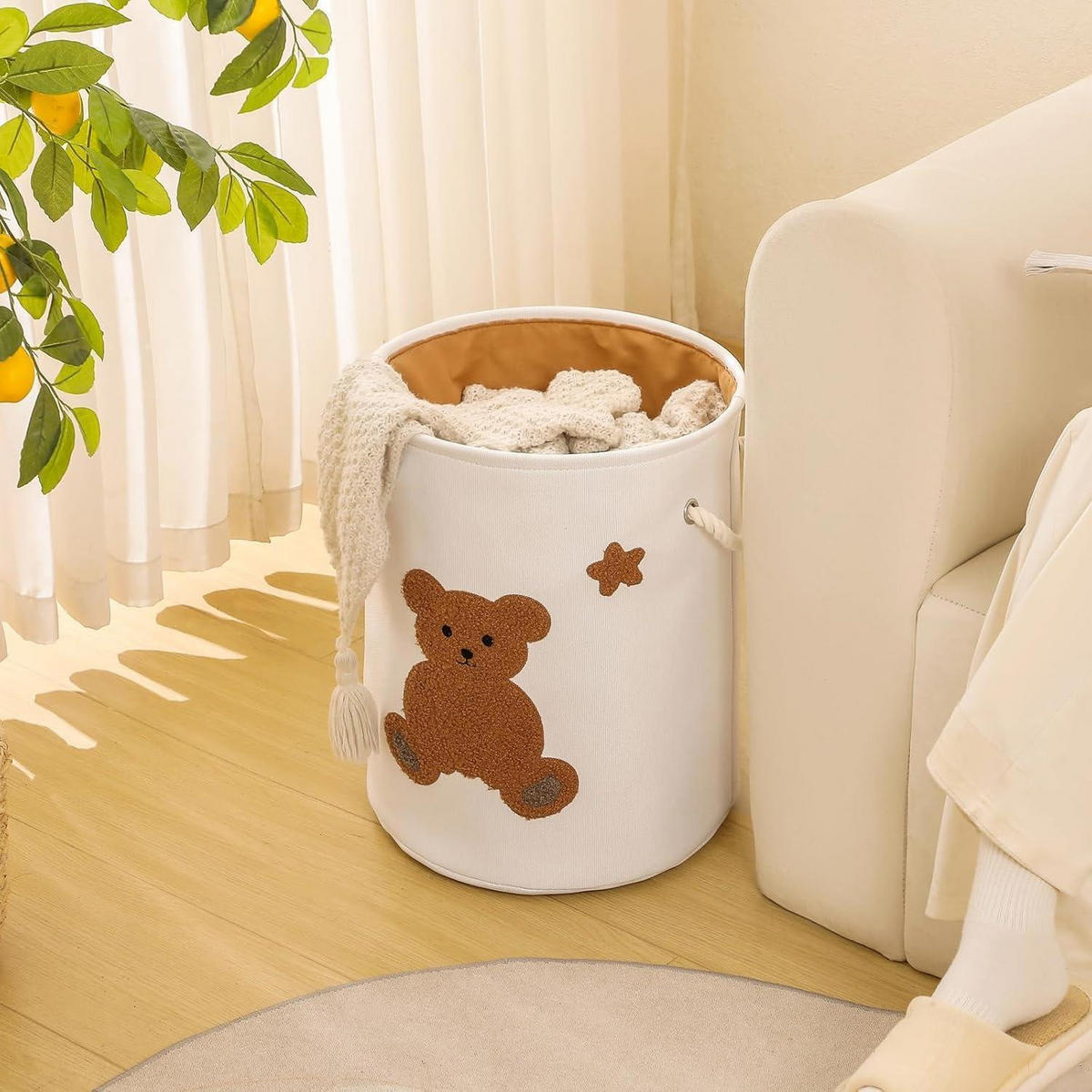 KINDER-WÄSCHEKORB Bär mit Zugverschluss 42 Liter - Braun, Textil (40/46/40cm)