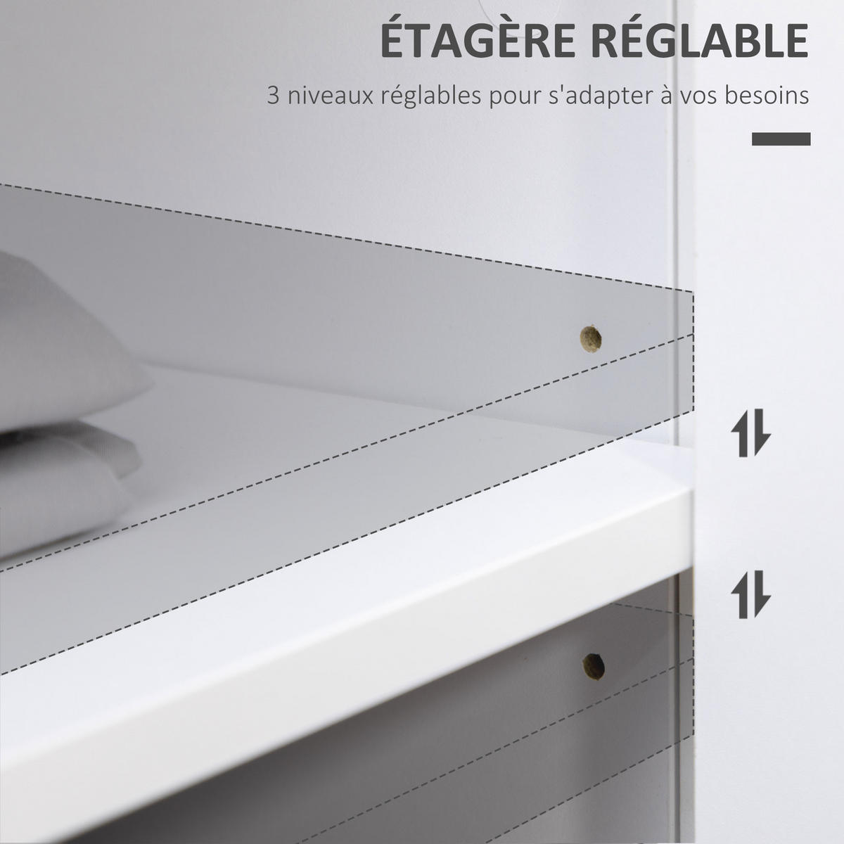 KOMMODE DE-11039 2 Türen mit verstellbarem Boden Weiß/Holzoptik - Weiß, Holzwerkstoff (100/85/40cm) - ComfortXL