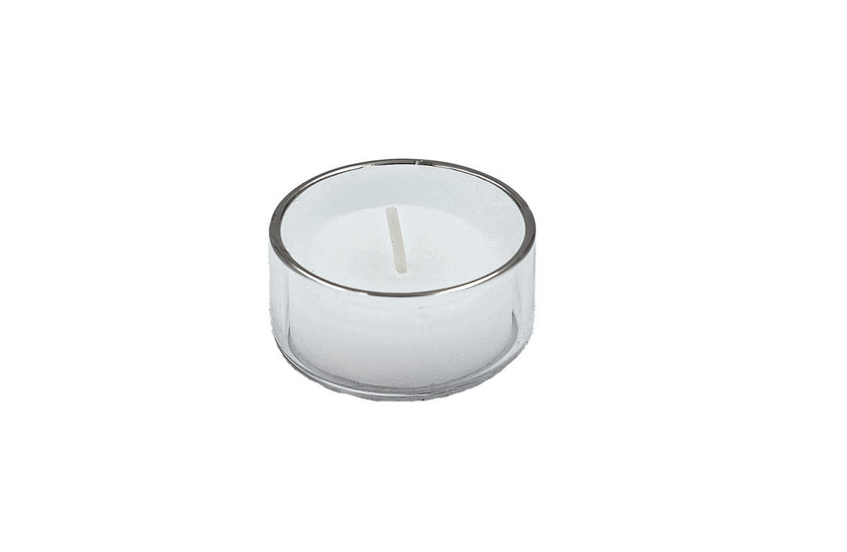 TEELICHTHALTER aus feuerfestem Klarglas mit Platnrand Ø 44 x 19 mm, Innen Ø 40 mm - Transparent, Paraffin (4.4/1.9/4.4cm) - Holfeuer Crystal Design