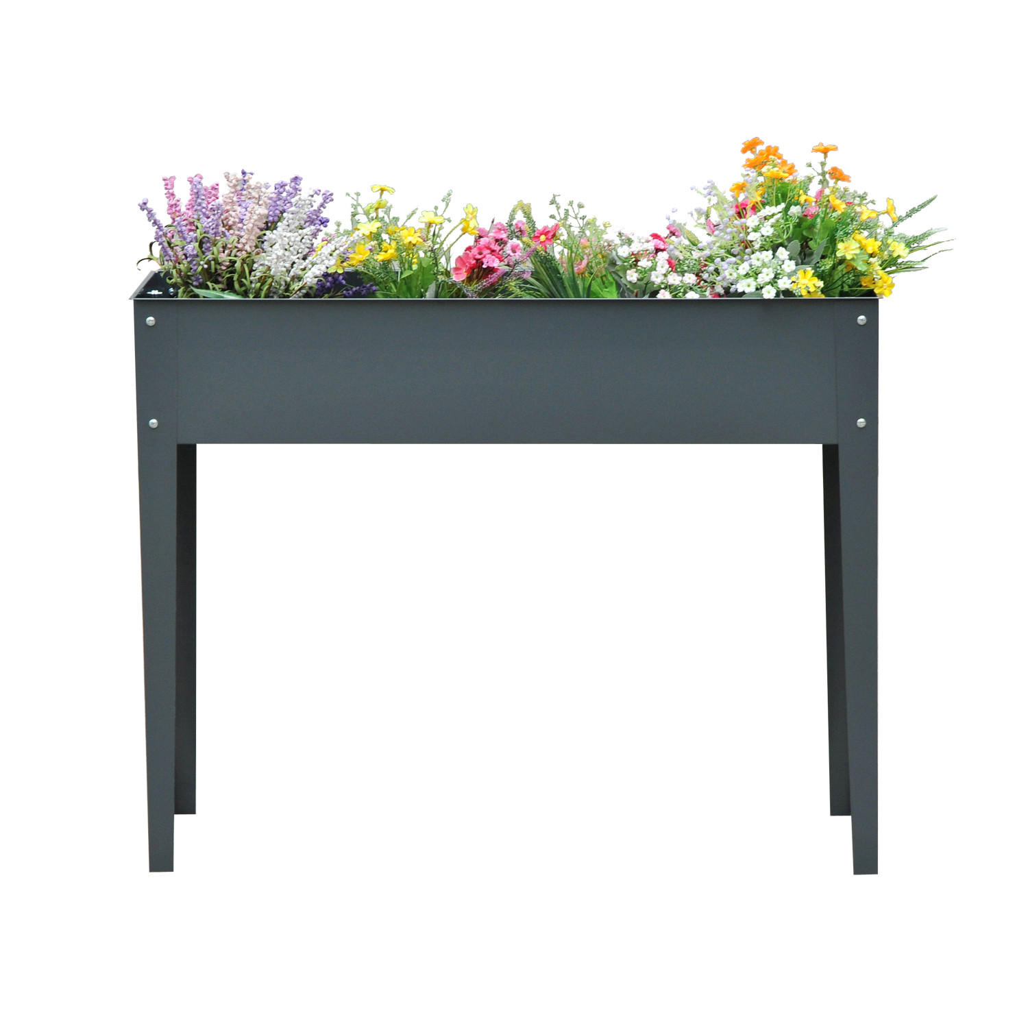HOCHBEET, Kräuterbeet, Pflanzkasten mit 3 Abflusslöchern, Metall, Dunkelgrau - Dunkelgrau, Metall (30/80/100cm) - Outsunny