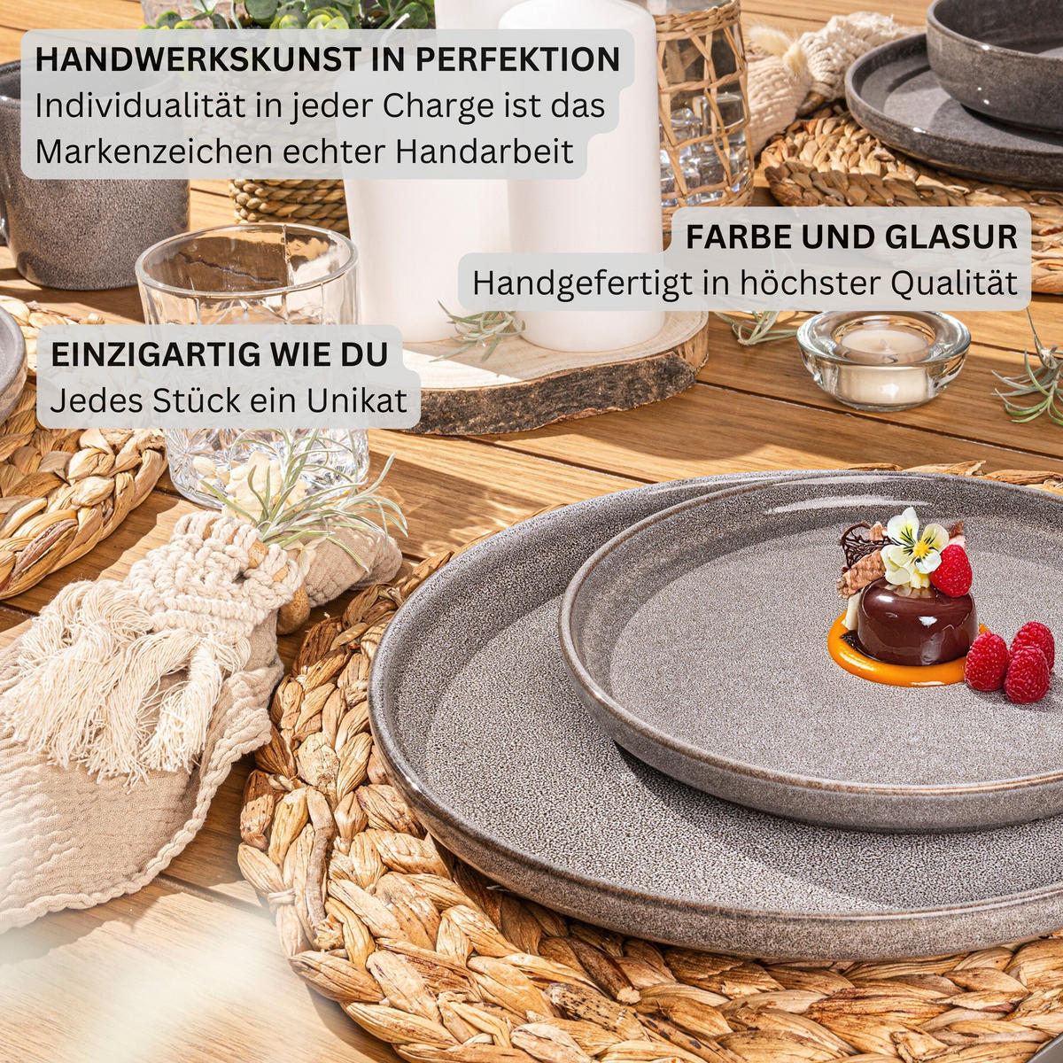 TAFELSERVICE KAIRO MONDGRAU - 18 teilig aus Steingut - Dunkelgrau, Keramik (40/50/40cm) - Sänger