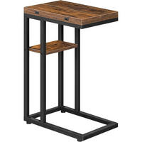 BEISTELLTISCH C-Form klappbar mit Lagerregal Dunkelbraun/Schwarz - Multicolor, Metall (26/39/64cm)