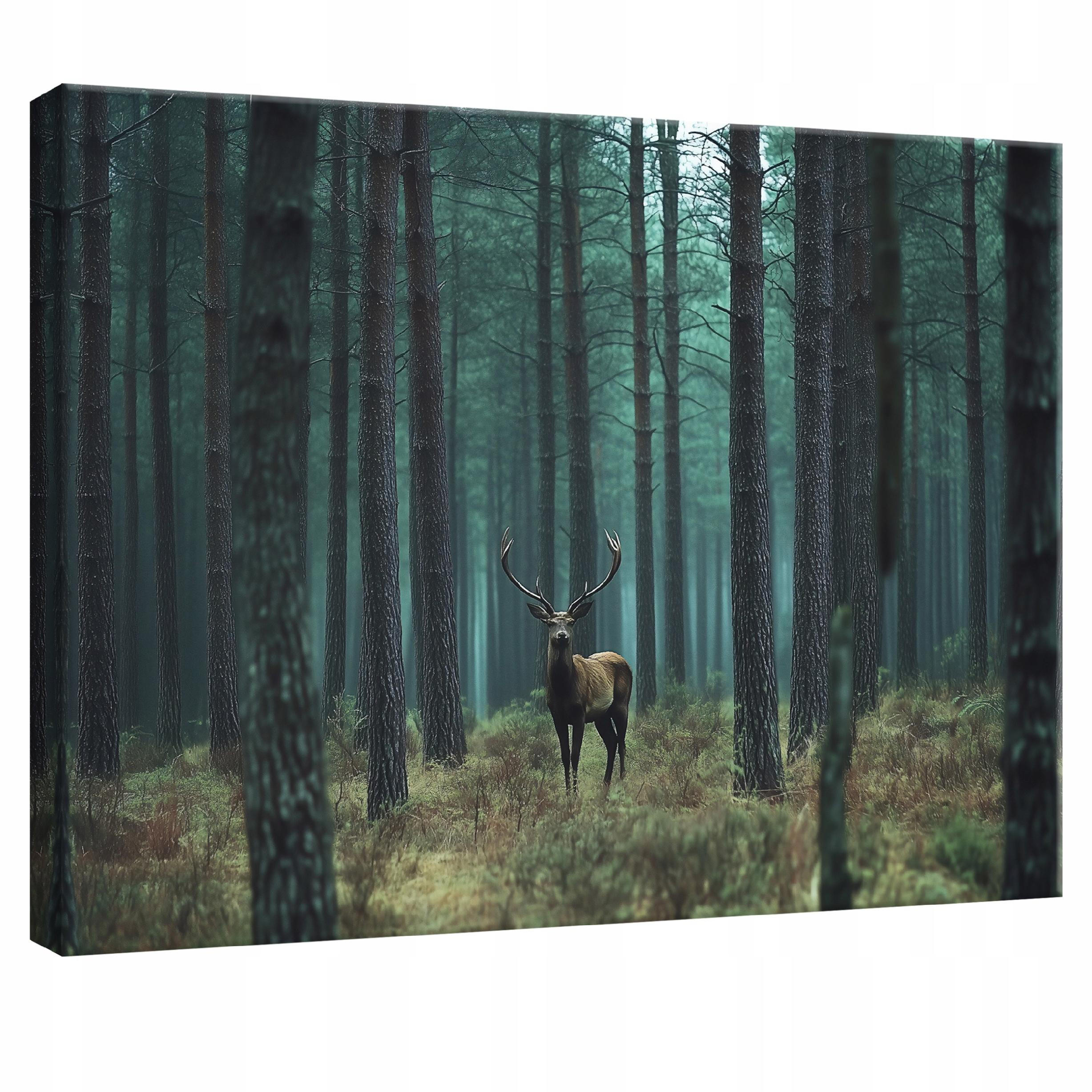 LEINWANDBILD Hirsch Wald Natur Modern 100x70 - Multicolor, Holzwerkstoff (100/70cm) - Wallarena