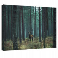 LEINWANDBILD Hirsch Wald Natur Modern 100x70 - Multicolor, Holzwerkstoff (100/70cm) - Wallarena
