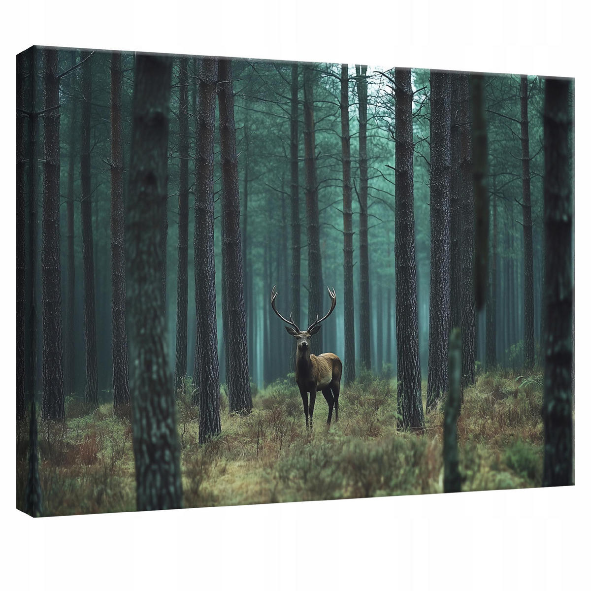 LEINWANDBILD Hirsch Wald Natur Modern 100x70 - Multicolor, Holzwerkstoff (100/70cm) - Wallarena