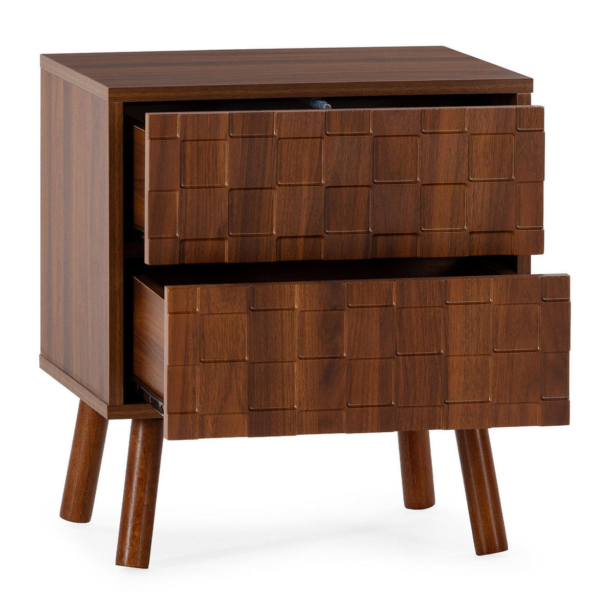 MĂSUȚĂ de noapte Canadá cu 2 sertare, aspect de nuc comun - culoare nucă, compozit lemnos (45/50/35cm) - VS Venta-stock