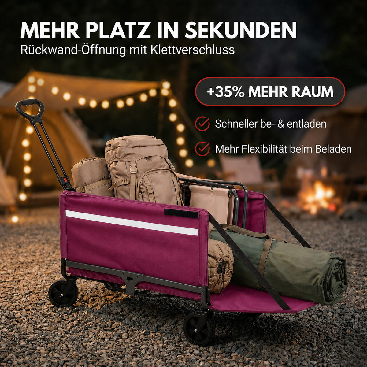 BOLLERWAGEN faltbar 120L, Rosa - Rosa, Metall (47/51/70cm) - Albatros