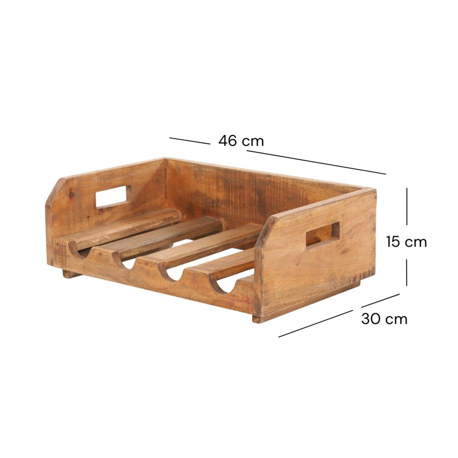 FLASCHENREGAL BUILDER Recyclingholz, für 4 Flaschen, stapelbar naturfarben - Naturfarben, Holz (46/15/30cm) - DESIGN DELIGHTS