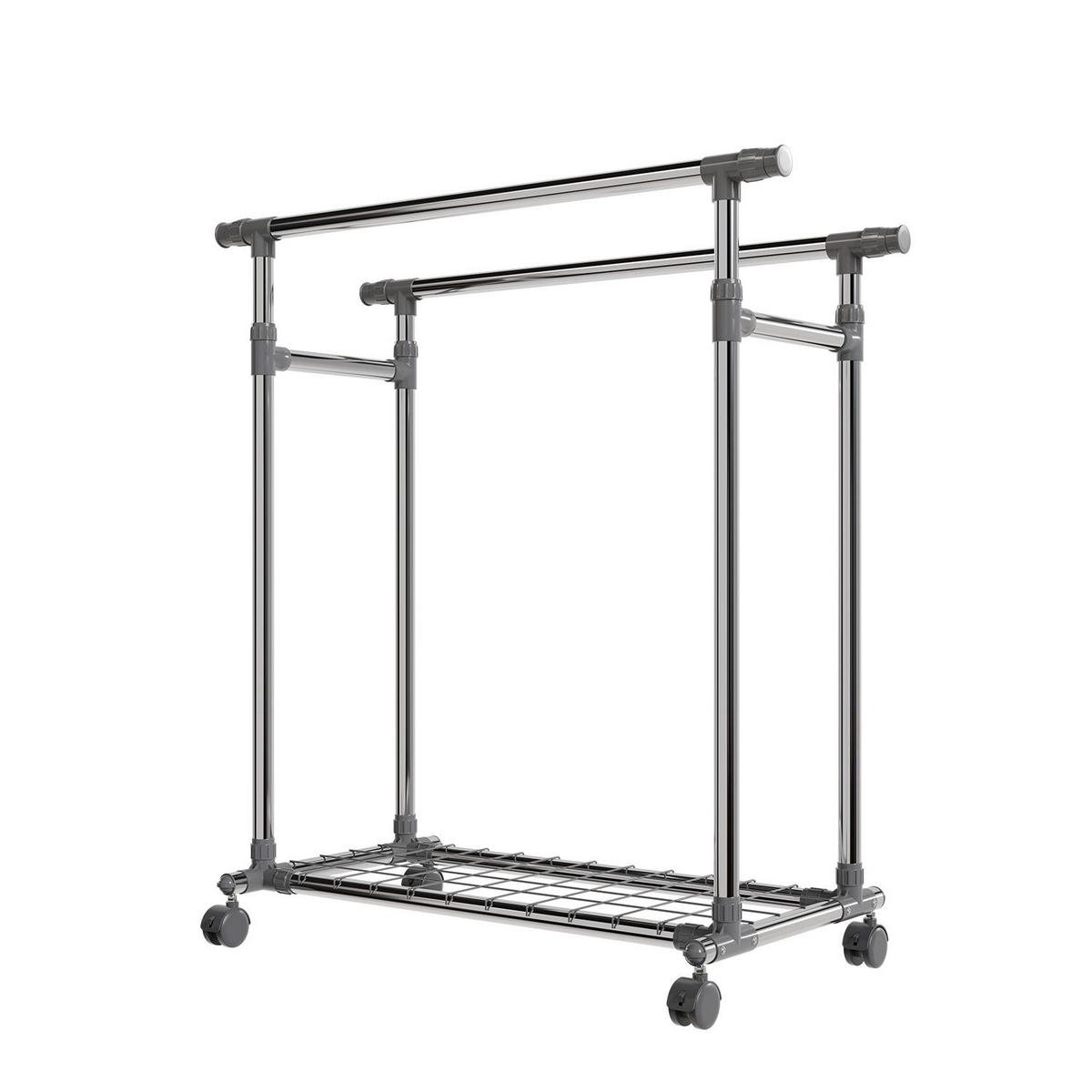 KLEIDERSTÄNDER silber 360° frei drehbare Räder - Silberfarben, Metall (153/160/43cm) - Juskys