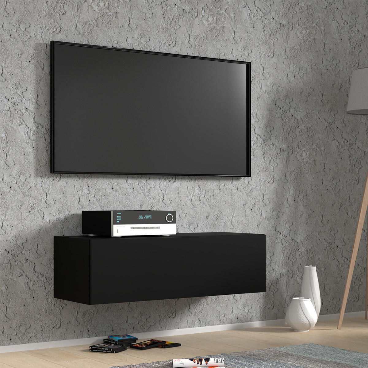 TV STOLEK Bali Matná černá - černá, kompozitní dřevo (100/30/40cm) - Petits-meubles