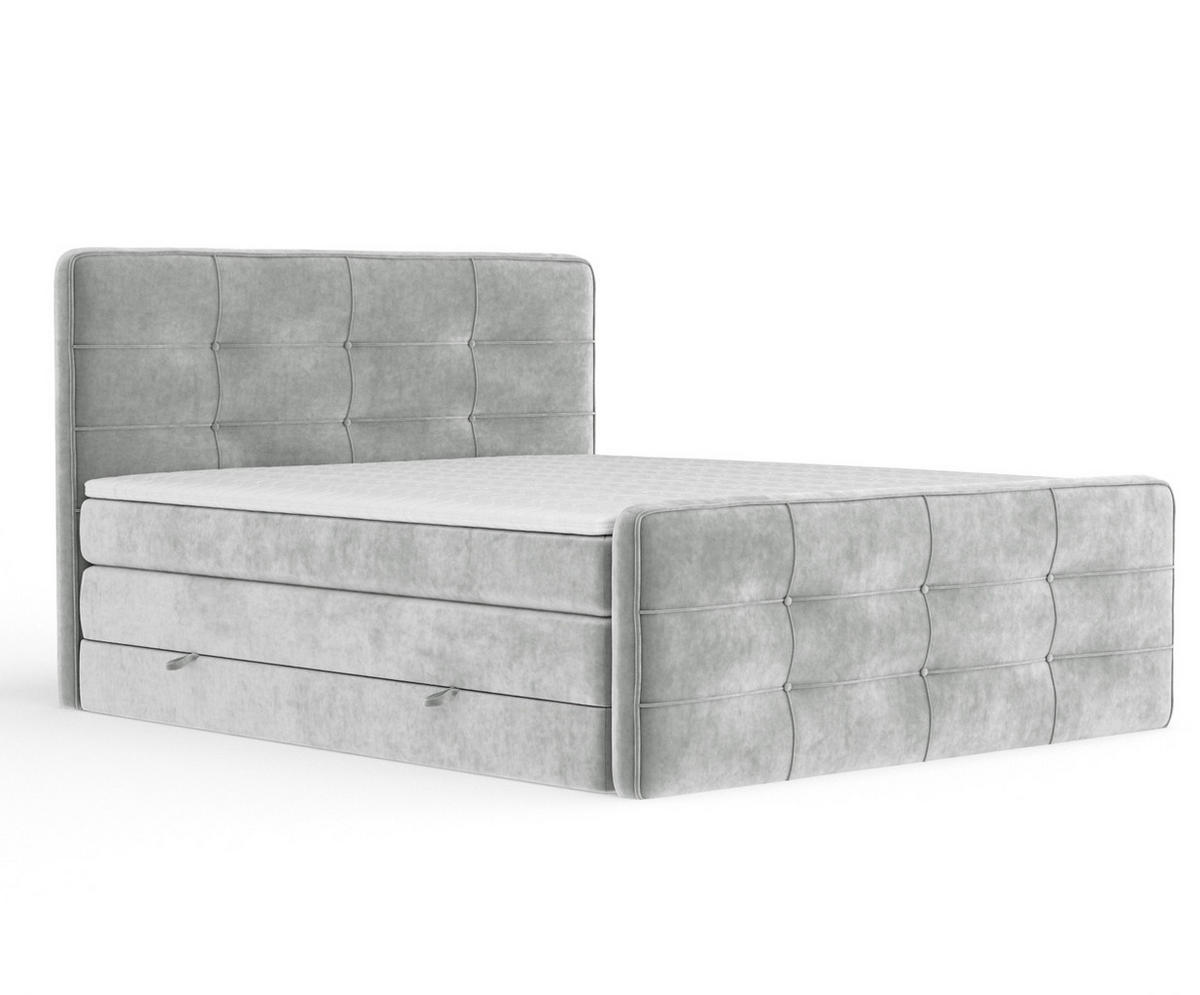 BOXSPRINGBETT Semplice Hellgrau 140/200 cm - Hellgrau/Schwarz, Holz/Holzwerkstoff (140/200cm) - Maison de Reve