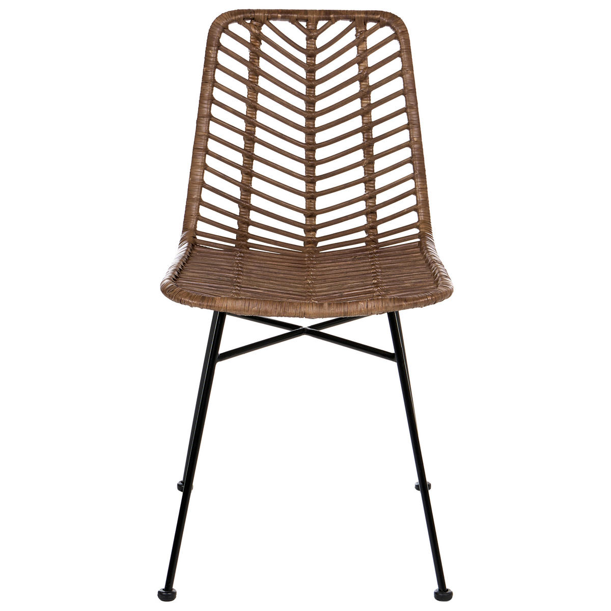 ESSZIMMERSTUHL 2er-Set Rattan Braun Dilley - Braun, Naturmaterialien (45/83/60cm) - Beliani