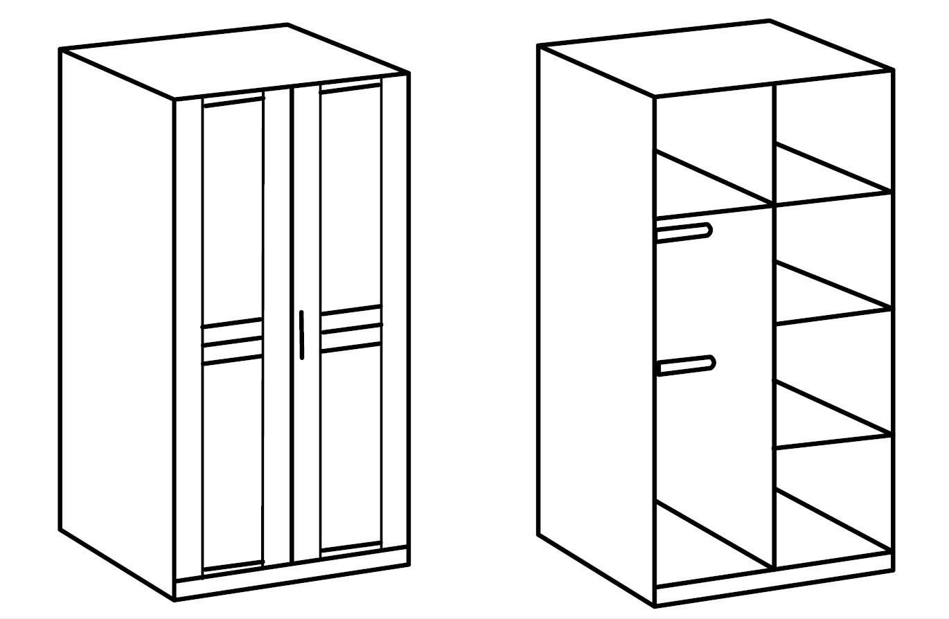 KLEIDERSCHRANK Bela "Borkum" in Landhausstil Weiß - Drehtürenschrank 2 türig - Weiß, Holzwerkstoff (91/199/58cm)