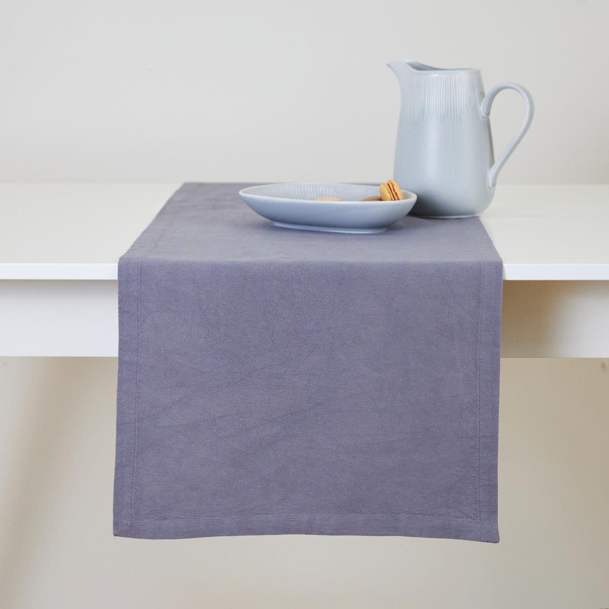 BAUMWOLLTISCHLÄUFER Campos - Dunkelgrau, Textil (160/40/1cm) - home&you
