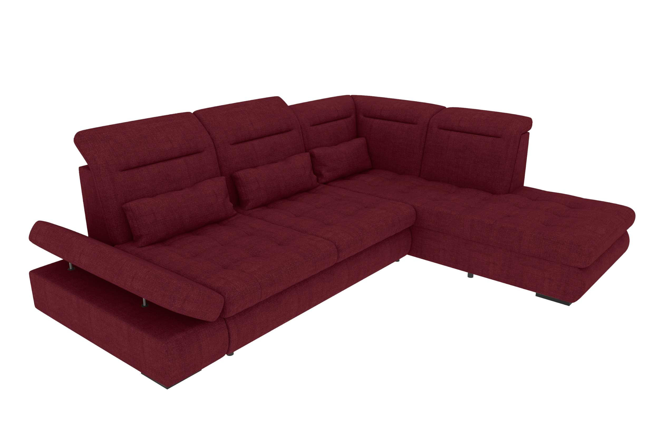 ECKSOFA Toscana Velours inkl. Schlaffunktion - Bordeaux, Textil (279/227cm) - 99rooms