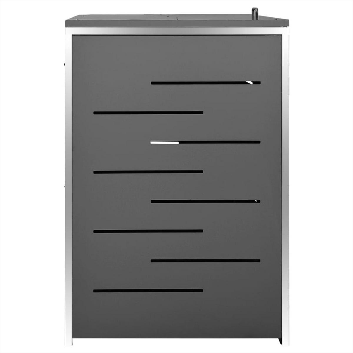 MÜLLTONNENBOX FÜR 3 TONNEN 207X77,5X115 CM EDELSTAHL - Anthrazit, Metall (207/115/77.5cm) - vidaXL