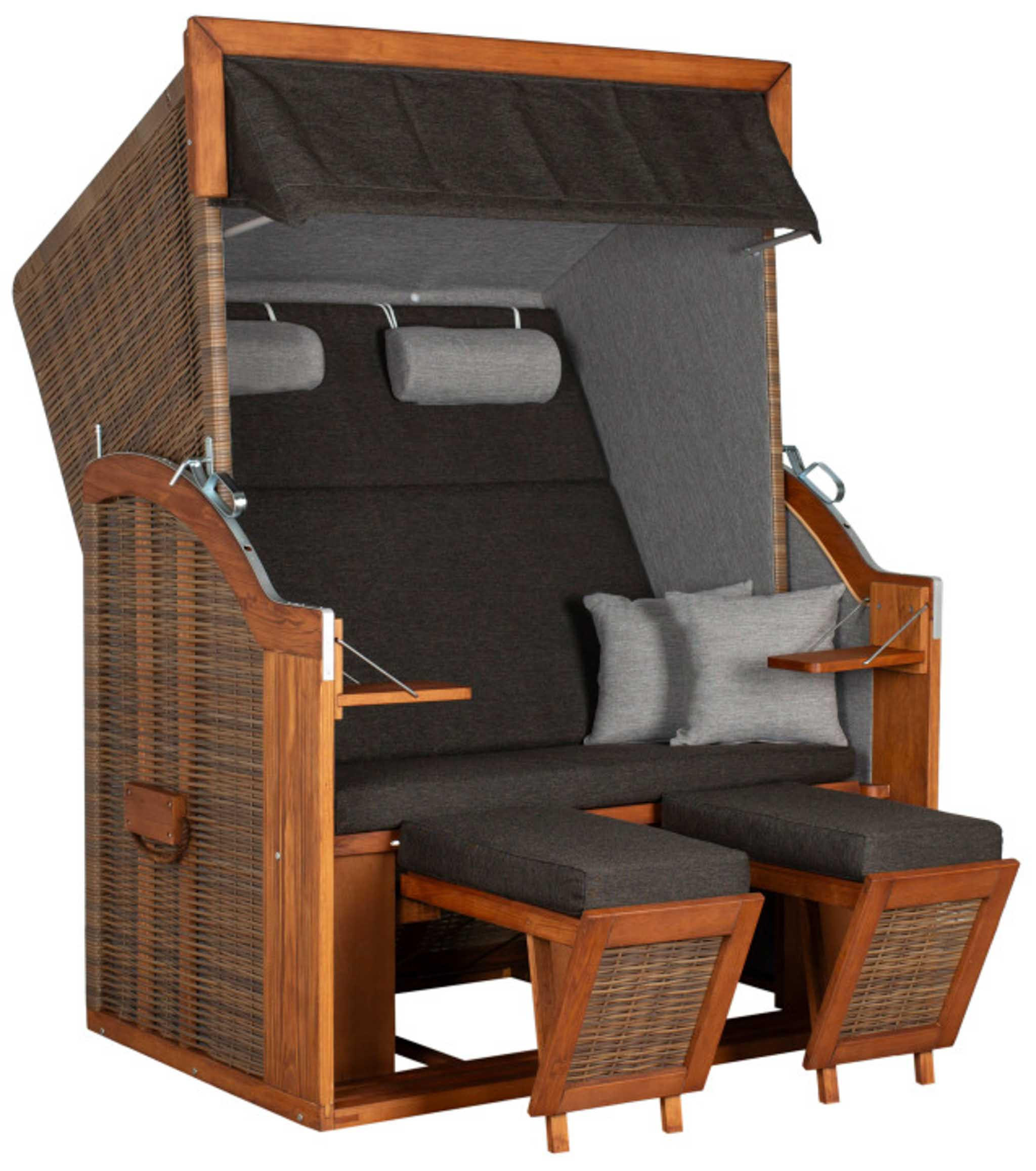 STRANDKORB Tinnum 2 Sitzer Pinie PE griseum - Braun/Grau, Metall (115/38/92cm) - Mr. Deko