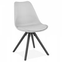 STUHL grau 48x82x56cm - Schwarz/Grau, Leder/Holz (48/82/56cm) - AlterEgo
