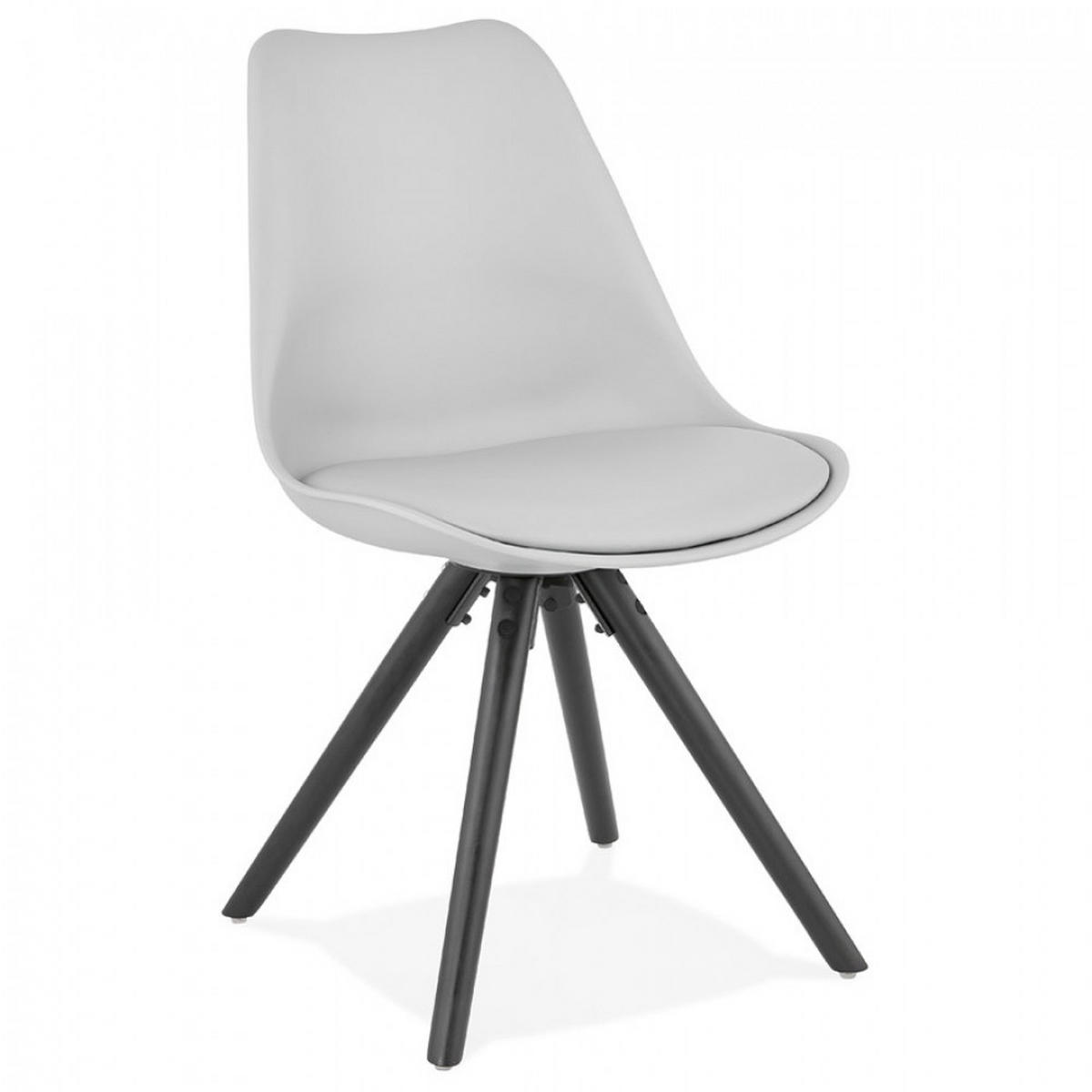 STUHL grau 48x82x56cm - Schwarz/Grau, Leder/Holz (48/82/56cm) - AlterEgo